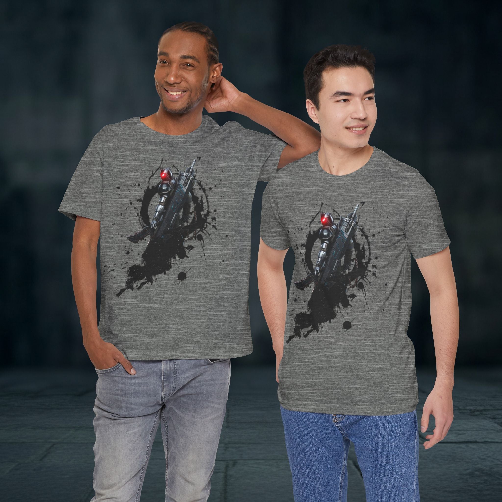 Splatter Noir Rifle Tee — Graphic Military Weapon Shirt