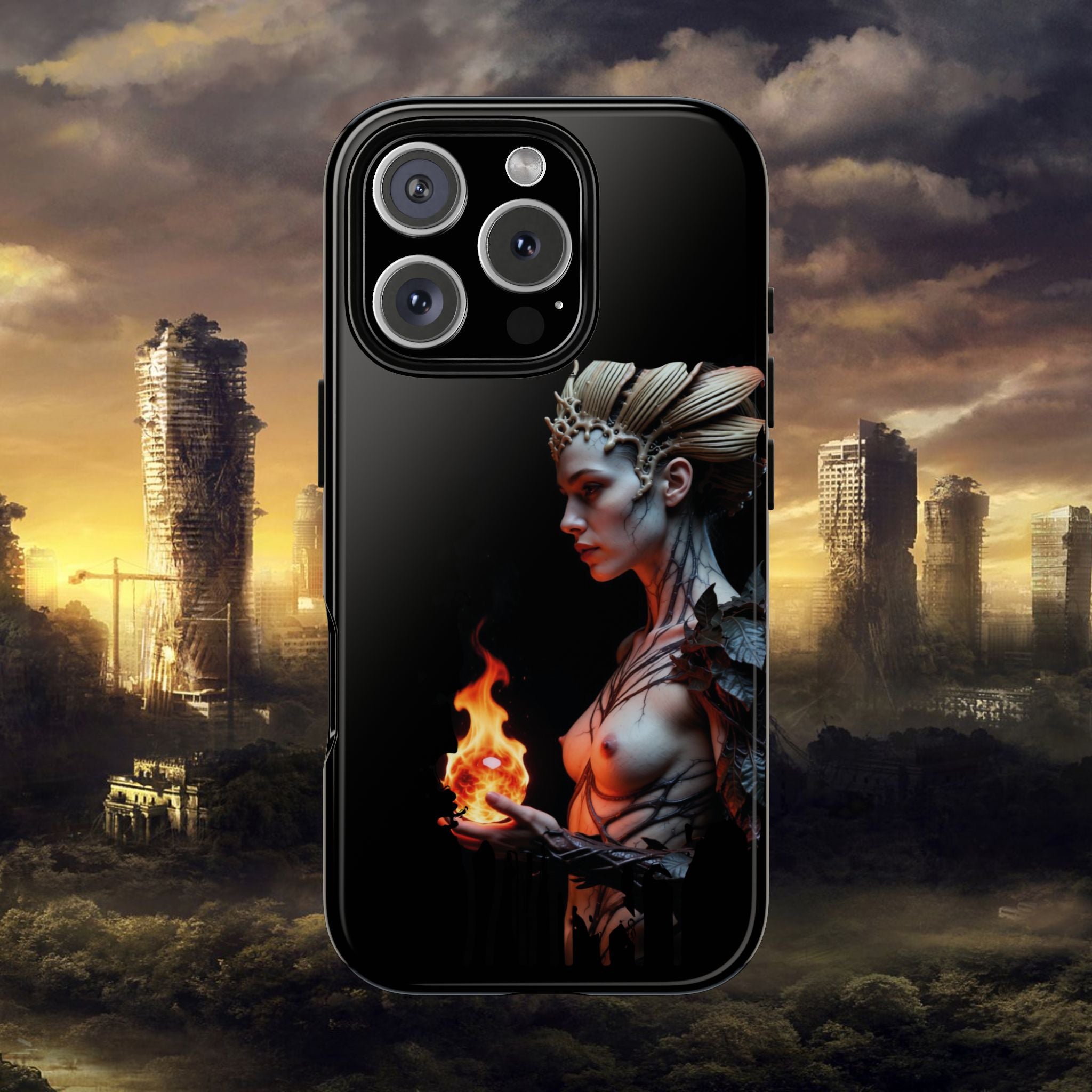 Fire Queen Phone Case — Dark Fantasy iPhone Armor - Alexia Ashford Side Face