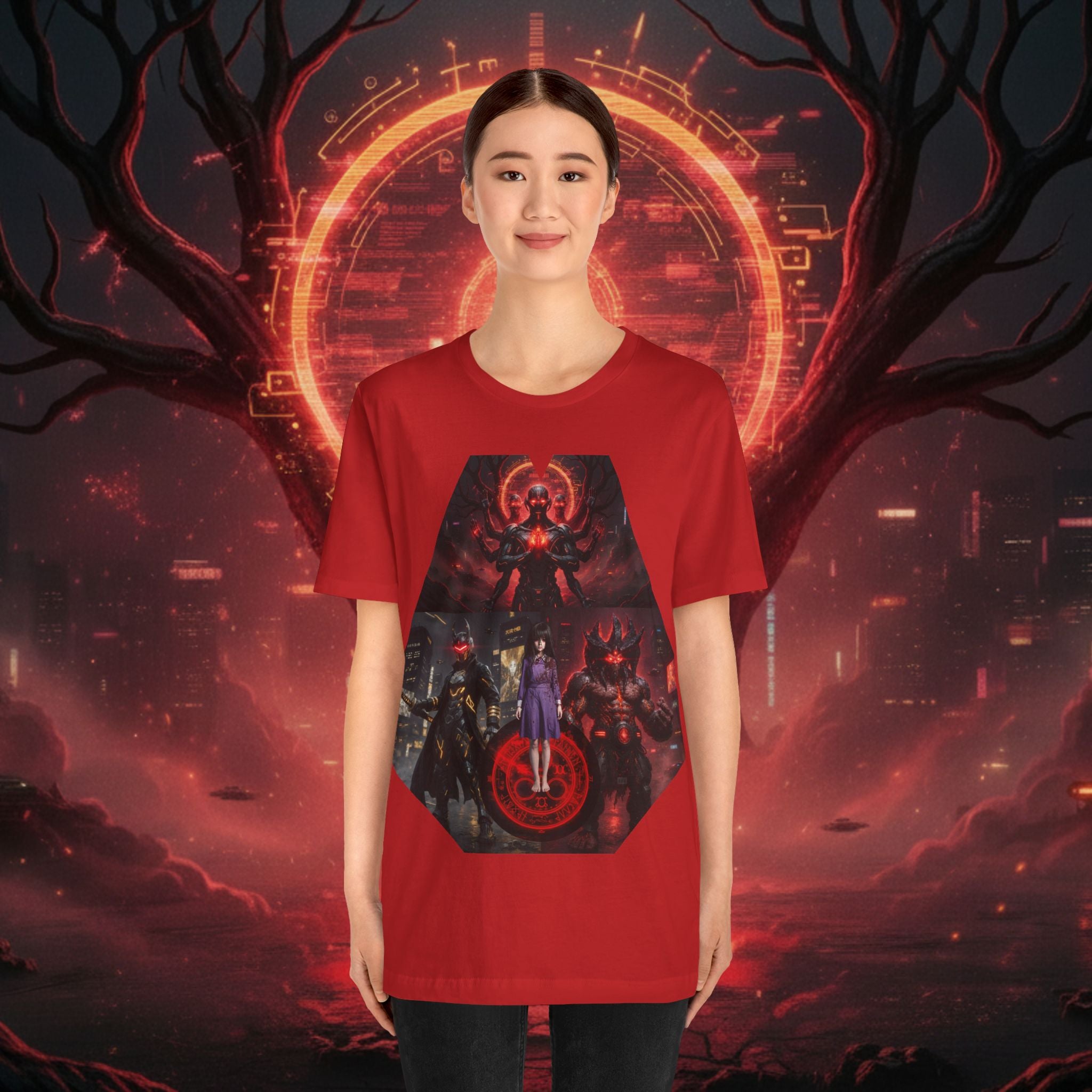 Superhero Squad Graphic Tee — Dark Red Mystic Design