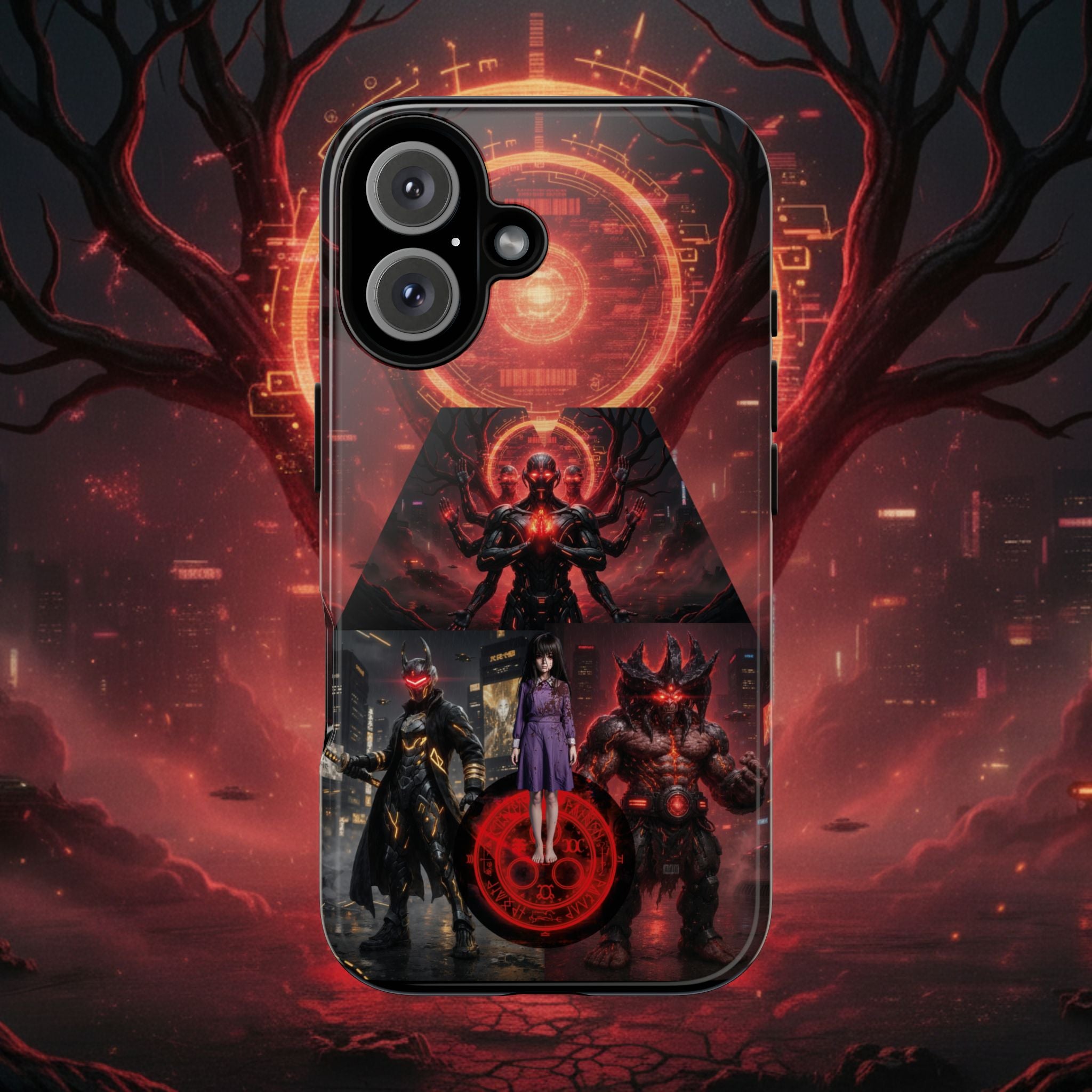 Demonic Guardians Phone Case — Red Occult Sigil Urban Fantasy iPhone Cover