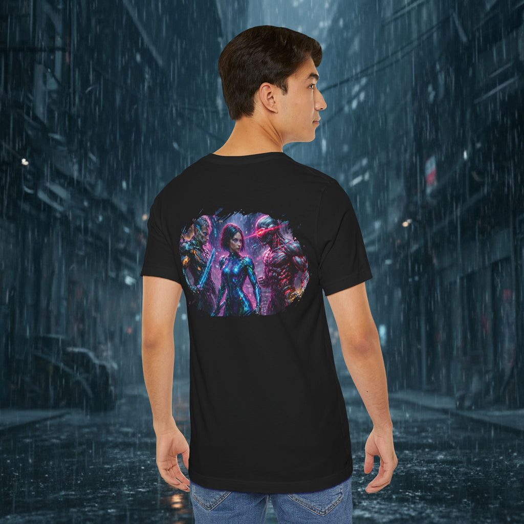 T-Shirt — "Big Family Reunion" Sci‑Fi Character Heart Graphic Tee - Battle Suits