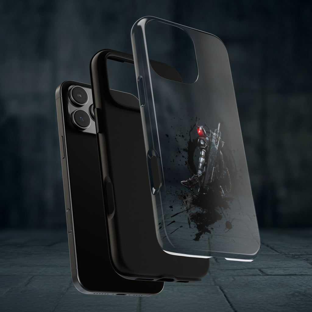 Tough Cases: Dark Cyber Soldier Phone Case — Rugged Sci‑Fi Armor Design