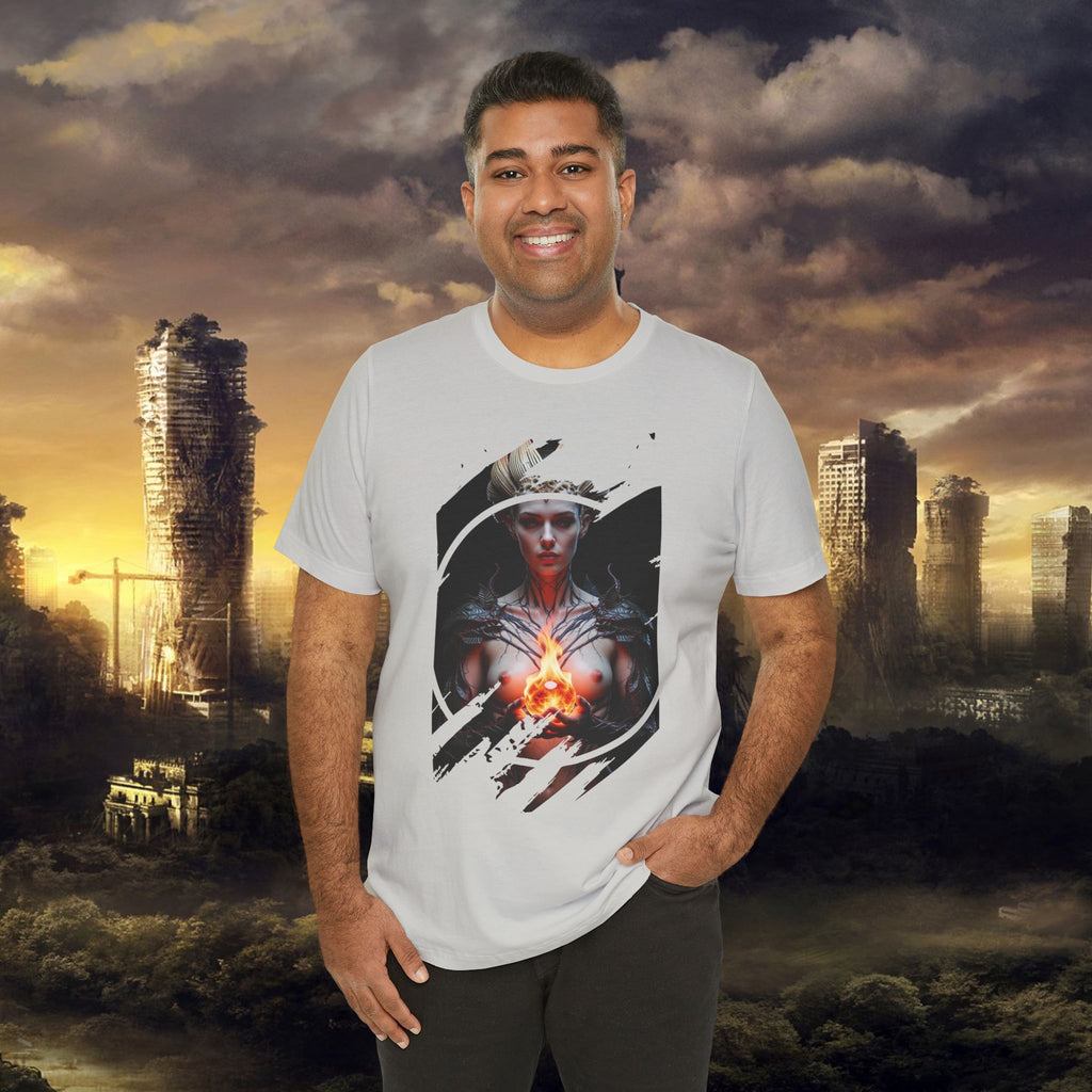 Dark Sorceress T‑Shirt — Fantasy Magic Witch Tee with Fiery Heart - Alexia Ashford