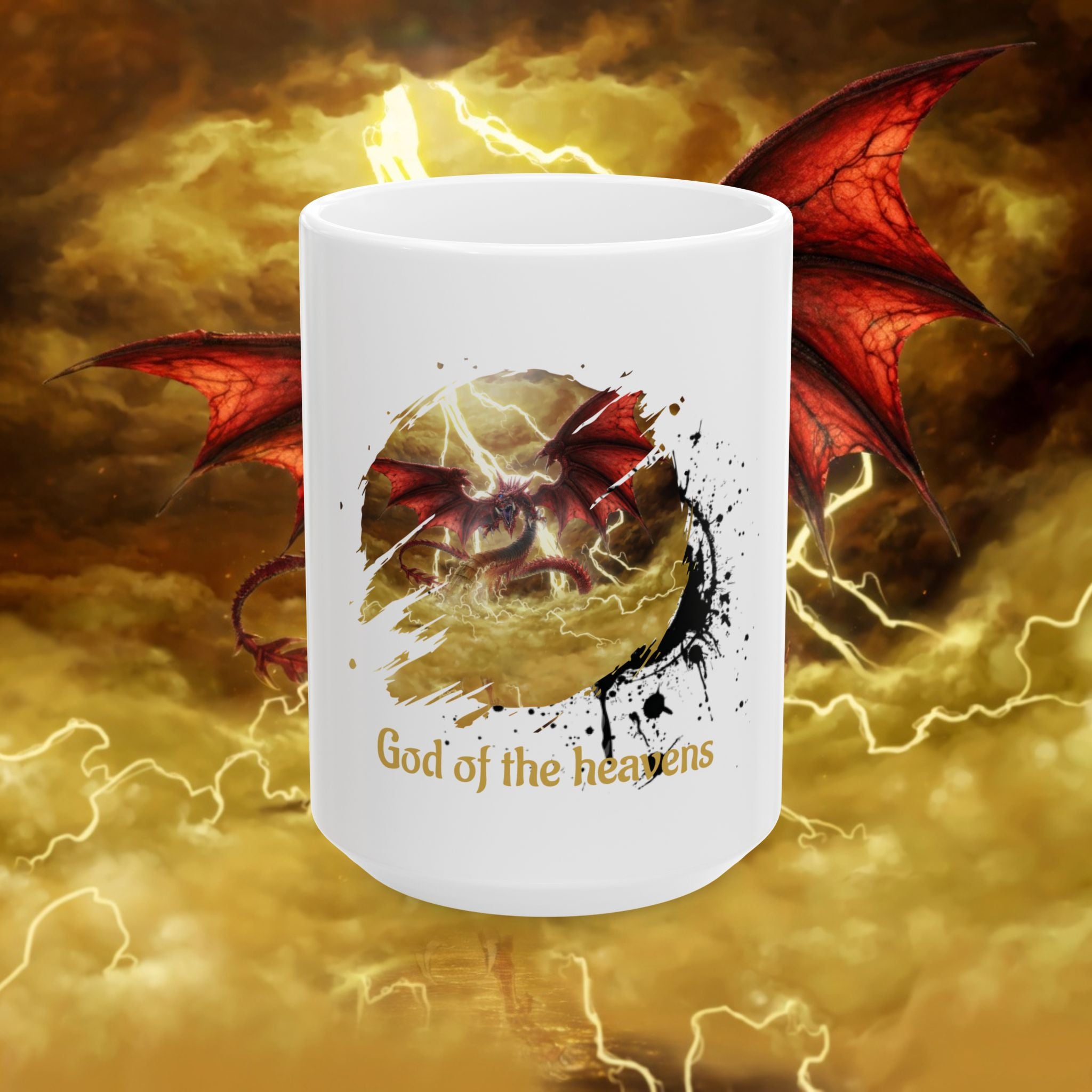 God of the Heavens Dragon Mug — Fantasy Lightning Ceramic Coffee Cup (11oz/15oz) - slifer the sky dragon