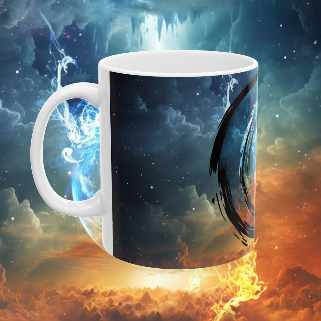 Space Warrior Ceramic Mug – Cosmic Battle Silhouette Coffee Cup (11oz, 15oz) - Ultron