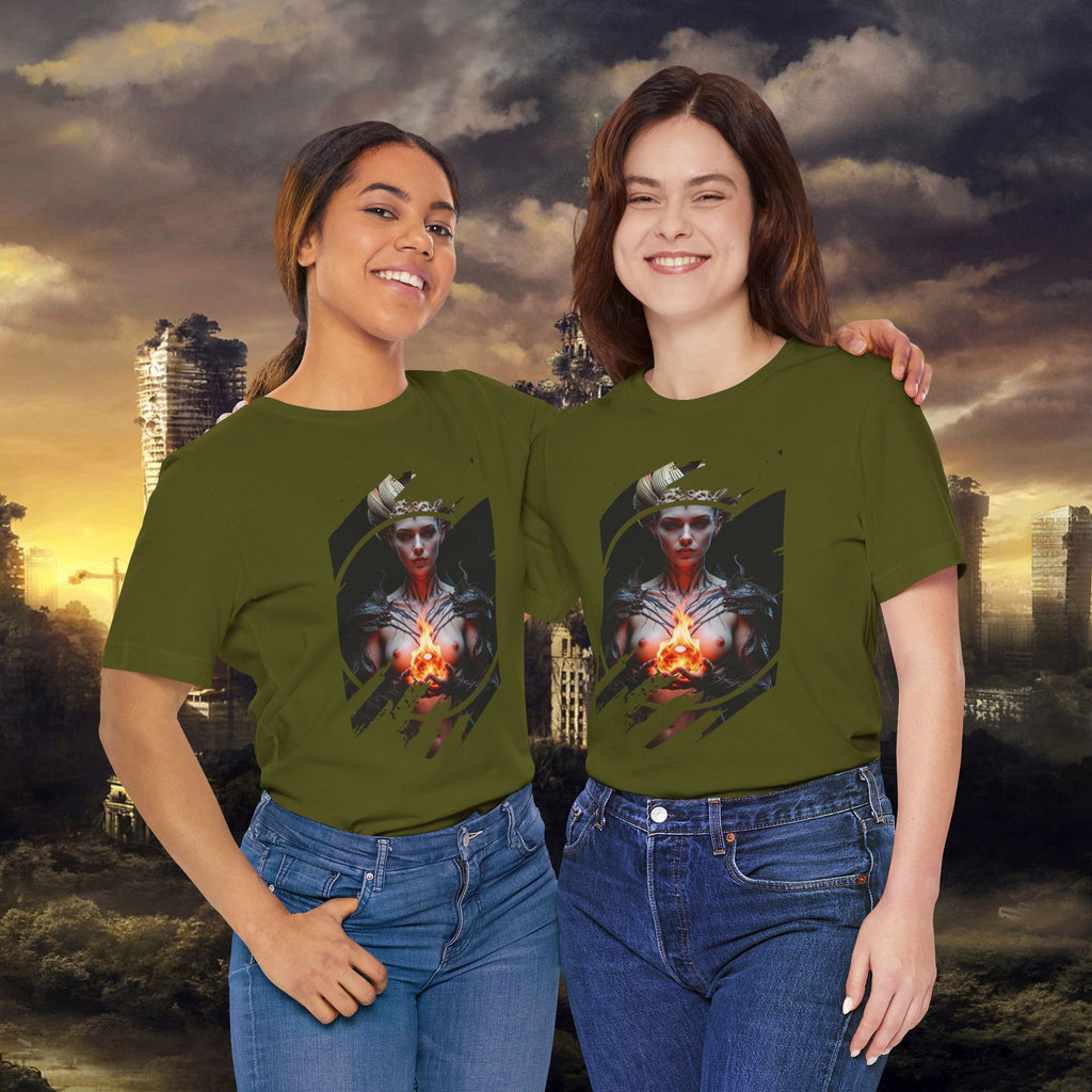 Dark Sorceress T‑Shirt — Fantasy Magic Witch Tee with Fiery Heart - Alexia Ashford