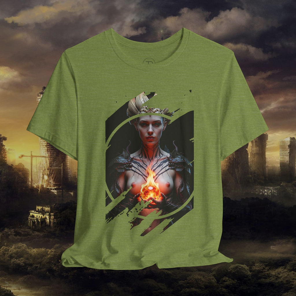 Dark Sorceress T‑Shirt — Fantasy Magic Witch Tee with Fiery Heart - Alexia Ashford