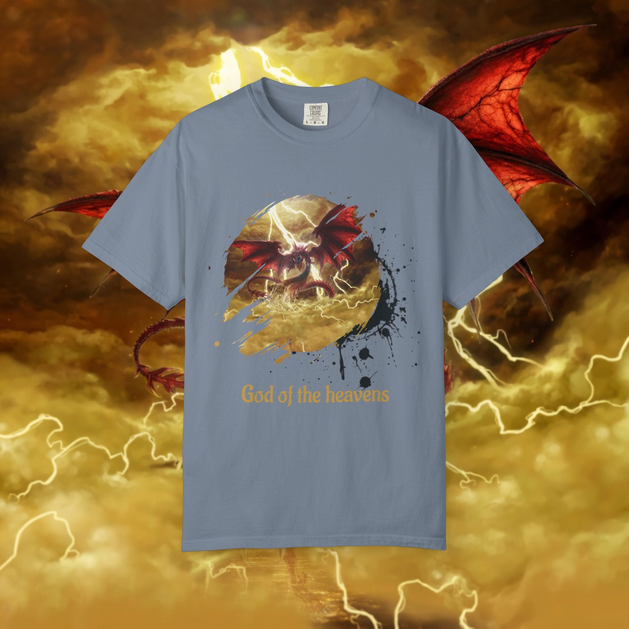 God of the Heavens T-Shirt — Mythic Storm Graphic Tee - slifer the sky dragon