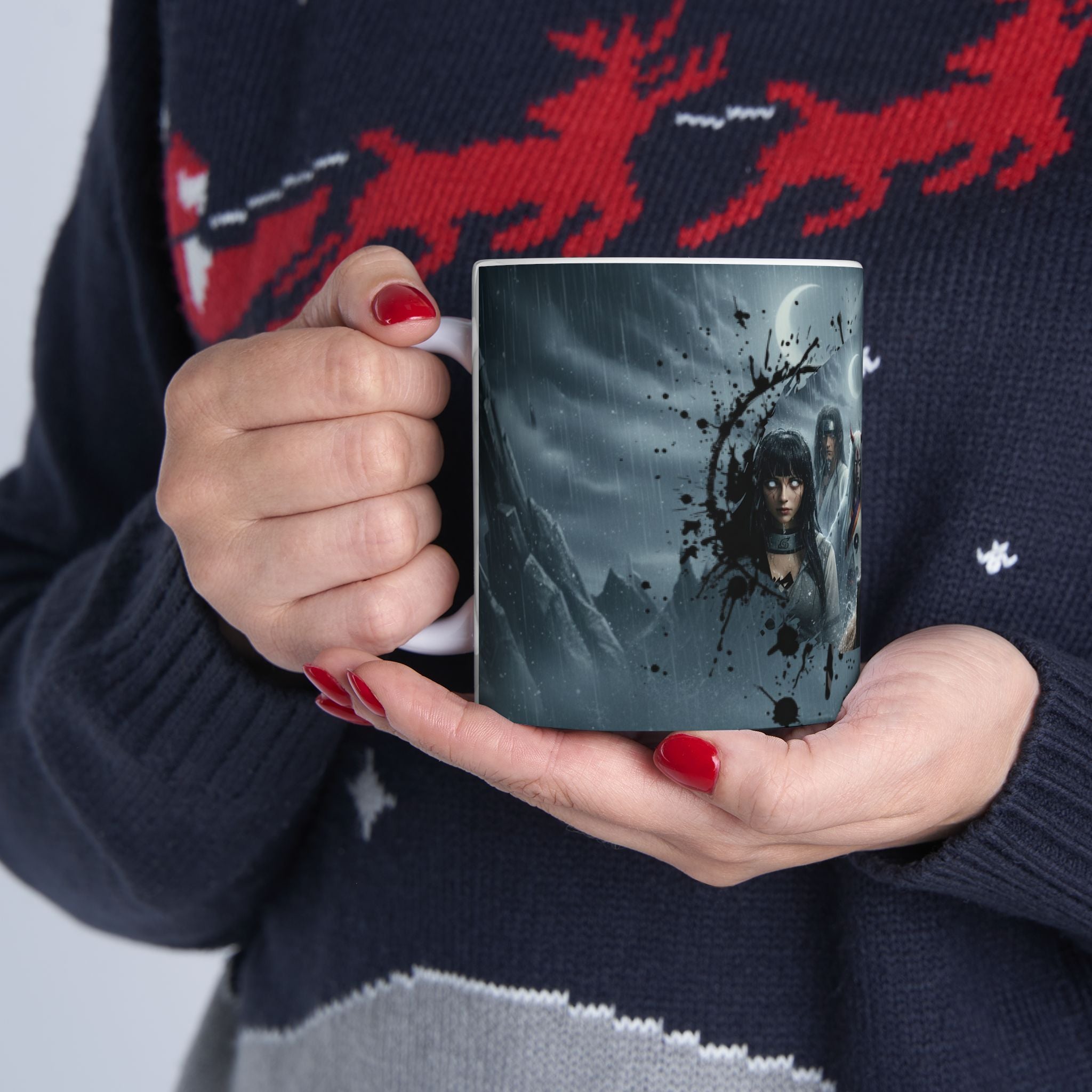 Horror Game Character Ceramic Mug — Dark Moon Night Coffee Cup (11oz/15oz) - Byakugan Family and Riddick