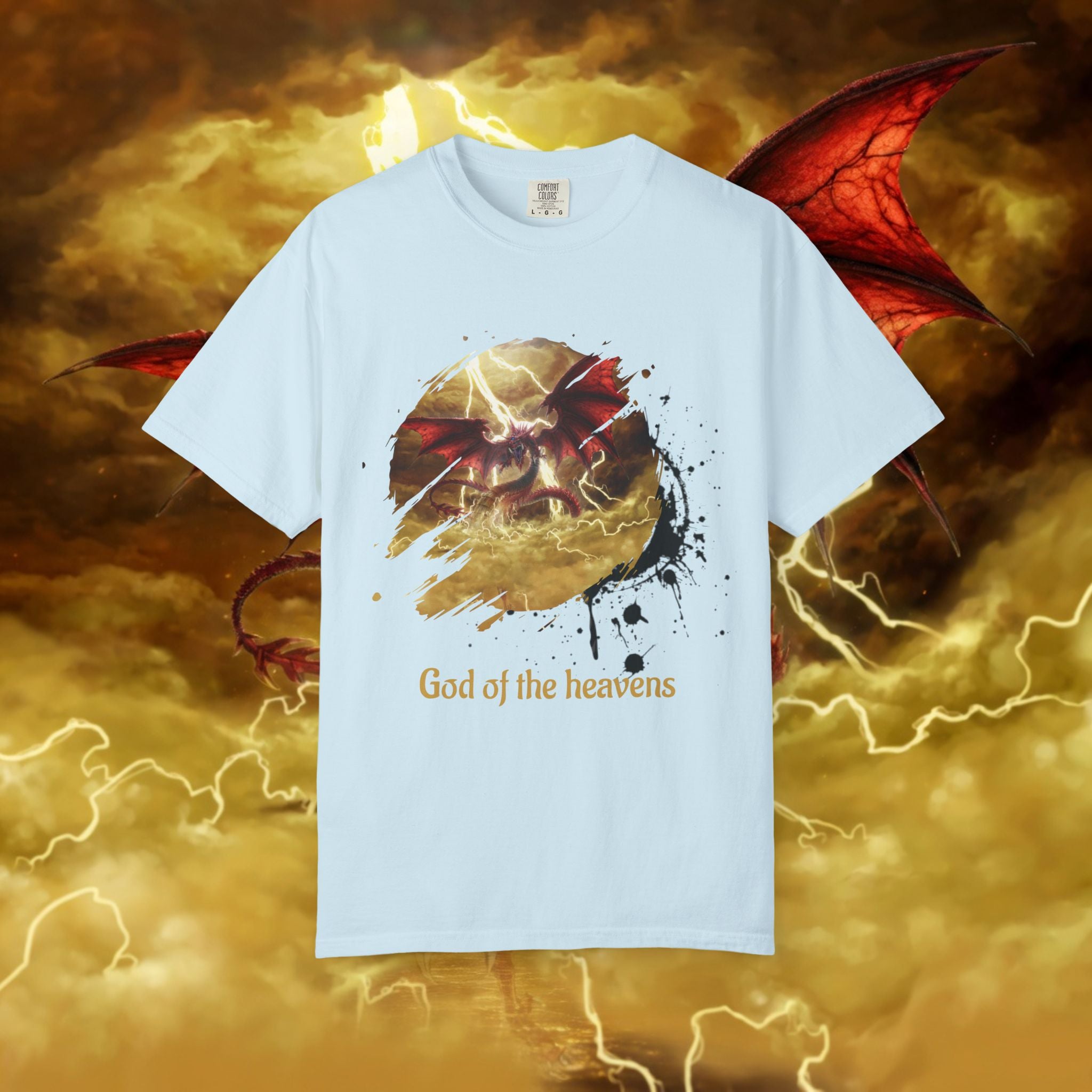 God of the Heavens T-Shirt — Mythic Storm Graphic Tee - slifer the sky dragon