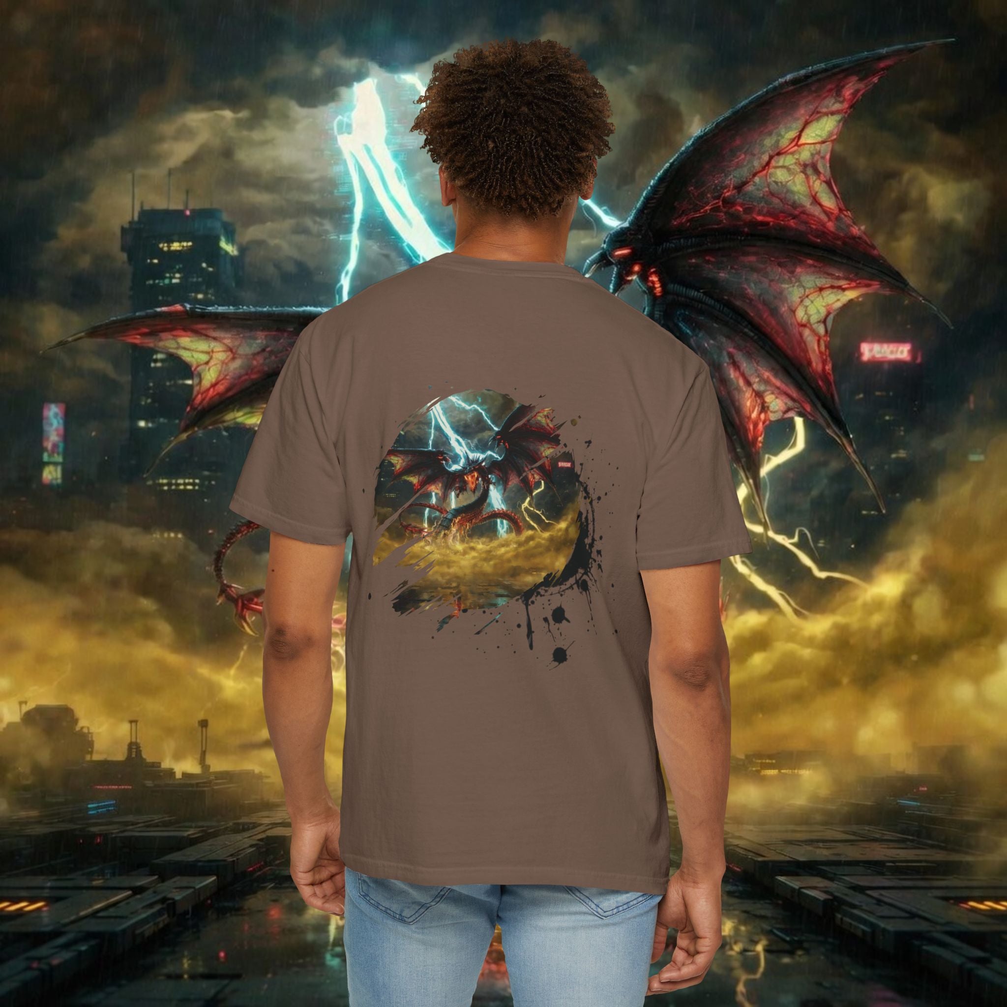 God of the Heavens T-Shirt — Mythic Storm Graphic Tee - slifer the sky dragon