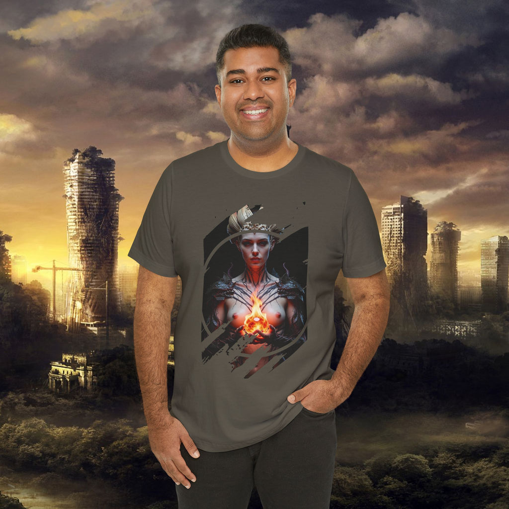 Dark Sorceress T‑Shirt — Fantasy Magic Witch Tee with Fiery Heart - Alexia Ashford