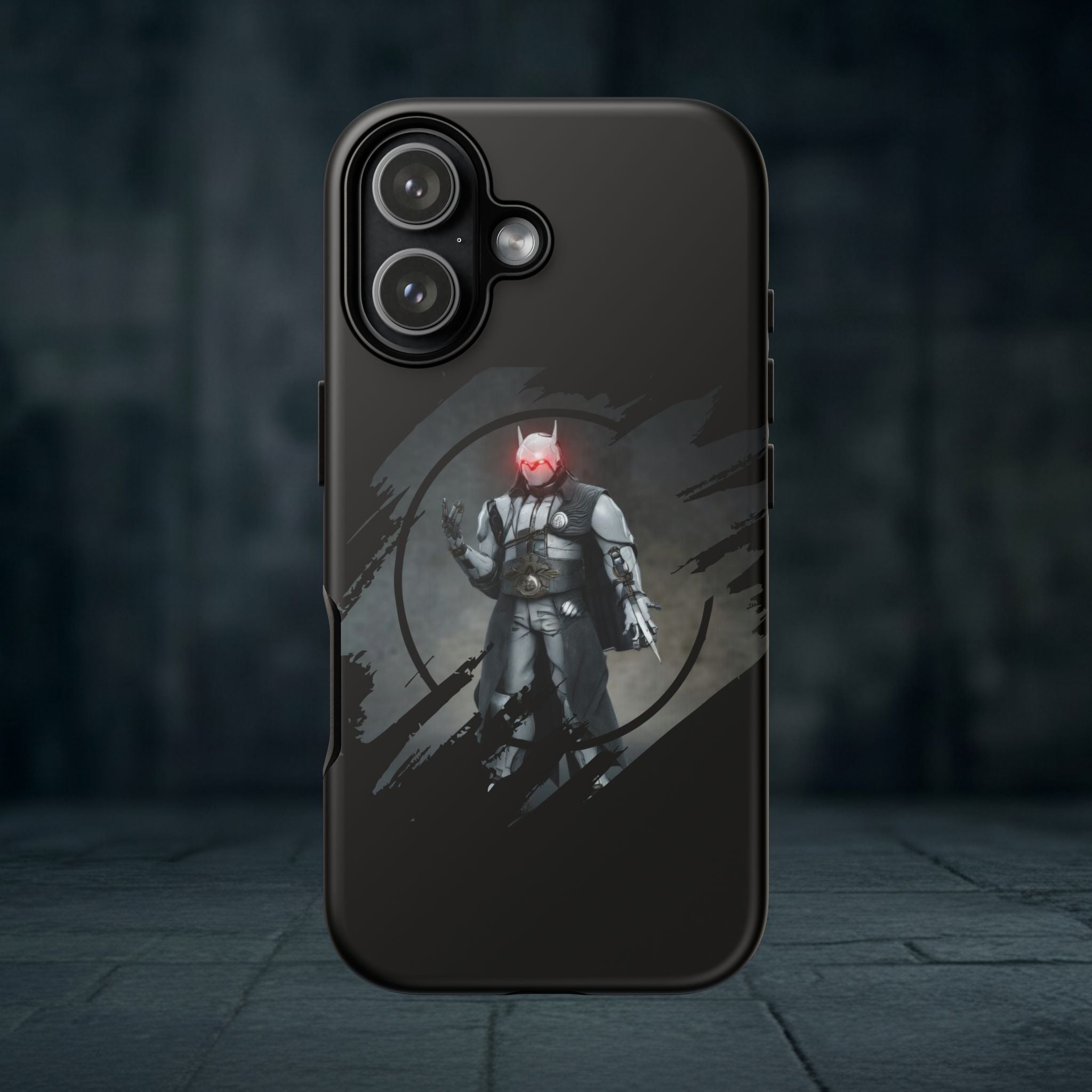 Galaxy Warrior Tough Phone Case — Dark Sci‑Fi Armor with Red Helm