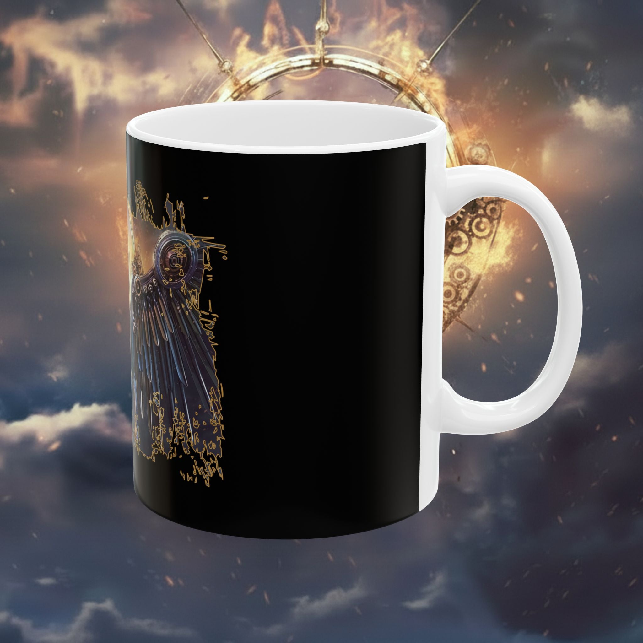 Angel Warrior Ceramic Mug — Gothic Halo Fantasy Coffee Cup (11oz, 15oz) - Alita Battle Angel Two Wings