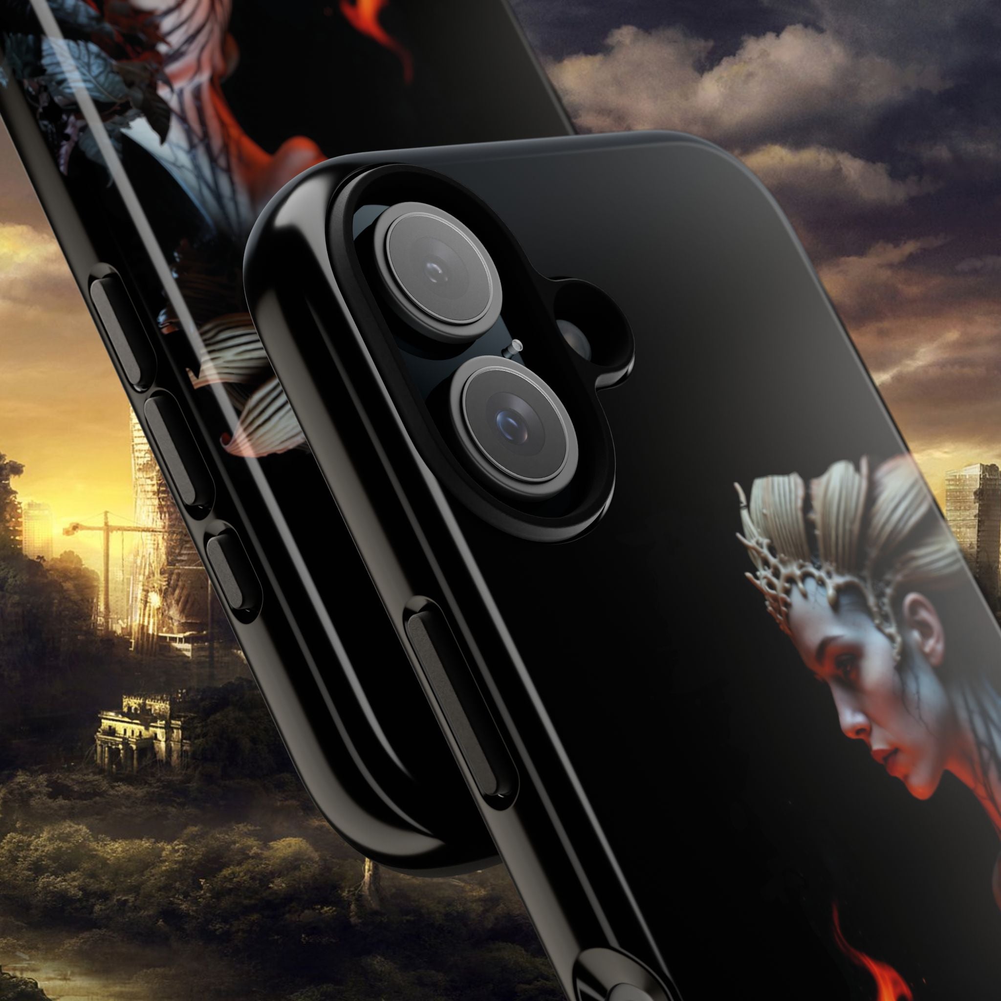 Fire Queen Phone Case — Dark Fantasy iPhone Armor - Alexia Ashford Side Face
