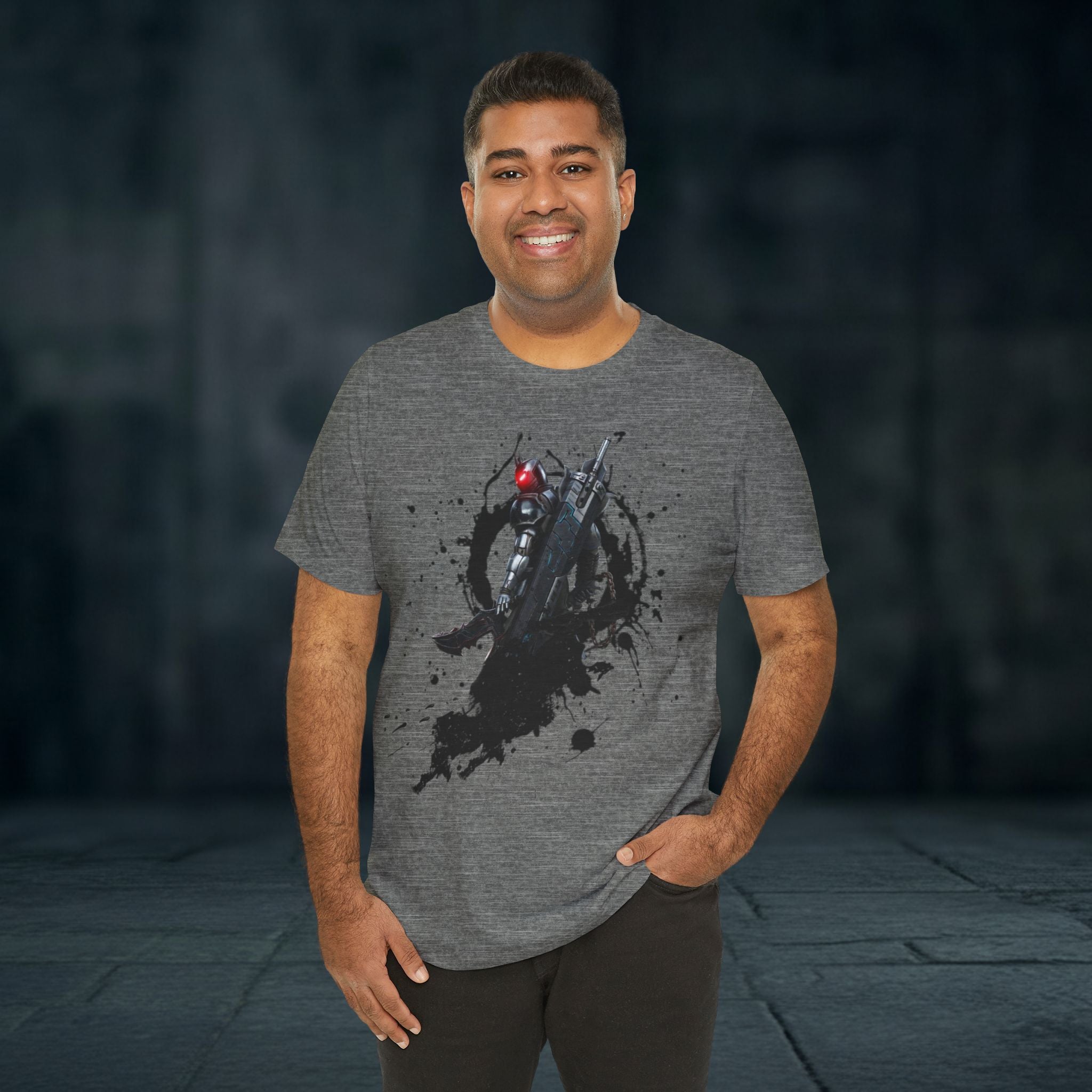 Splatter Noir Rifle Tee — Graphic Military Weapon Shirt