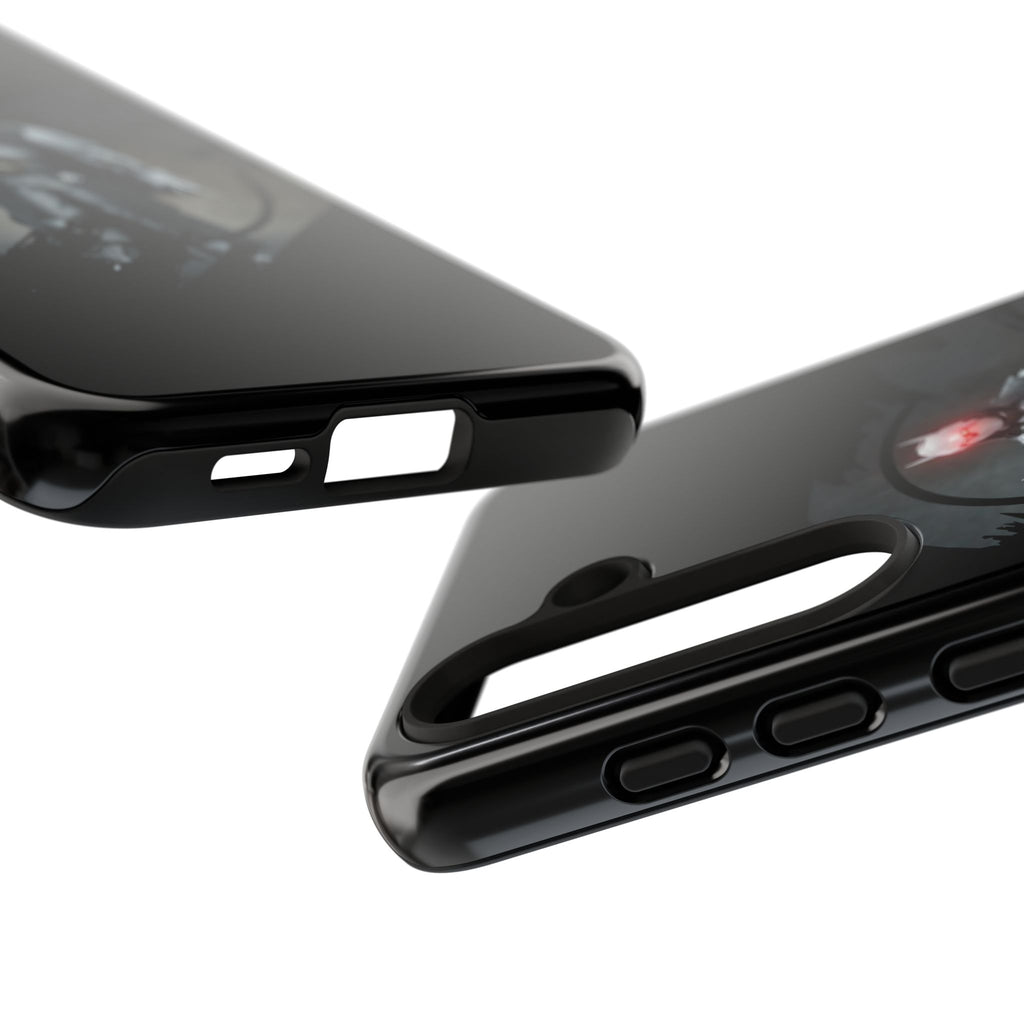 Galaxy Warrior Tough Phone Case — Dark Sci‑Fi Armor with Red Helm