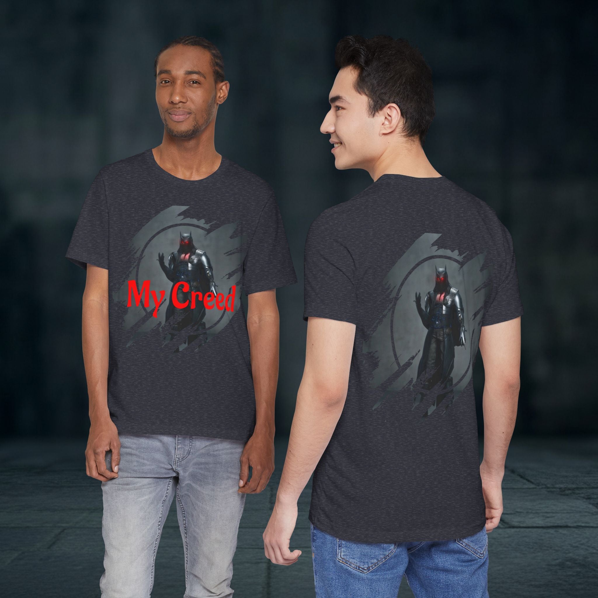 My Creed Graphic Tee — Dark Knight Sci‑Fi Illustration T‑Shirt