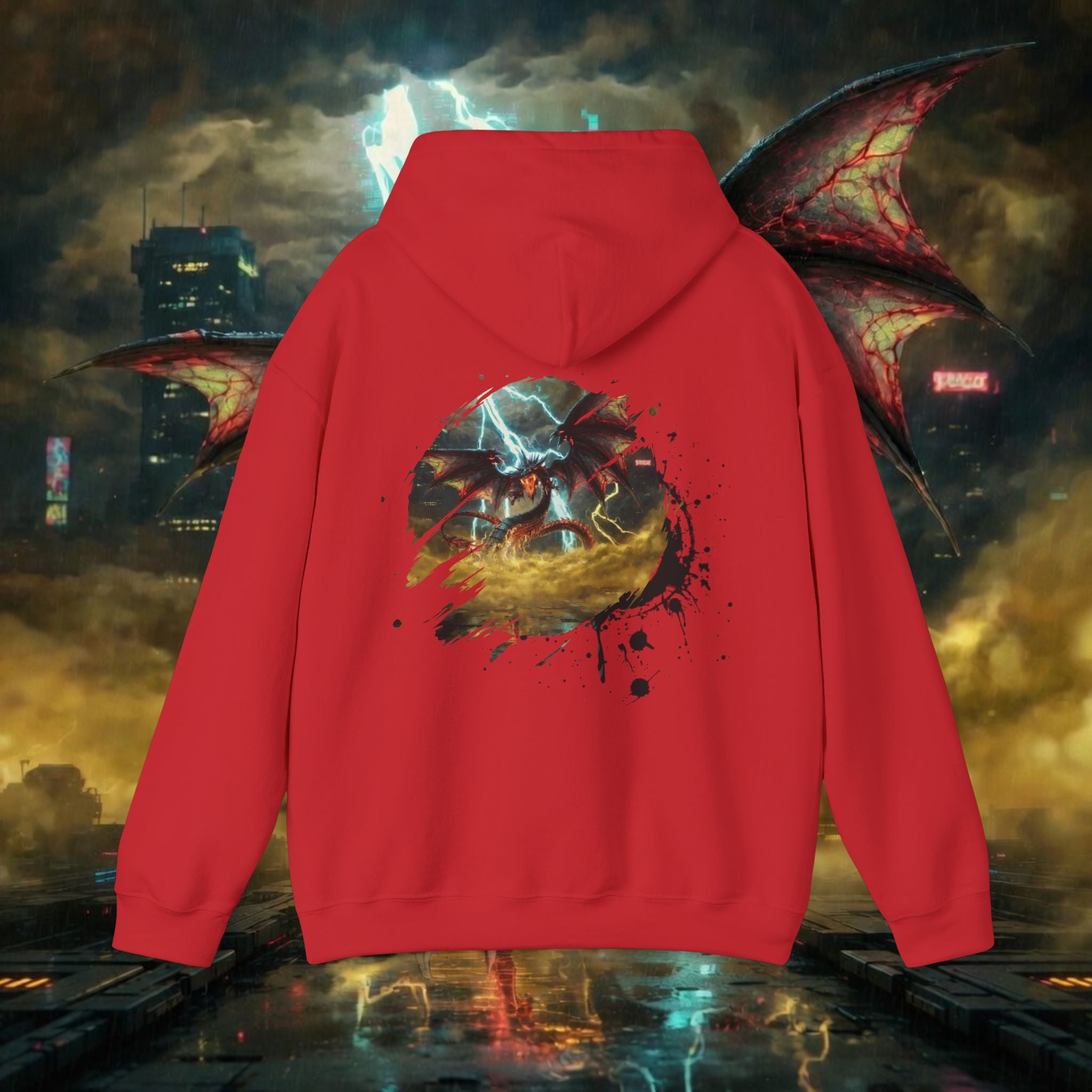 Hoodie — "God of the Heavens" Mythic Lightning Graphic Hoodie - slifer the sky dragon