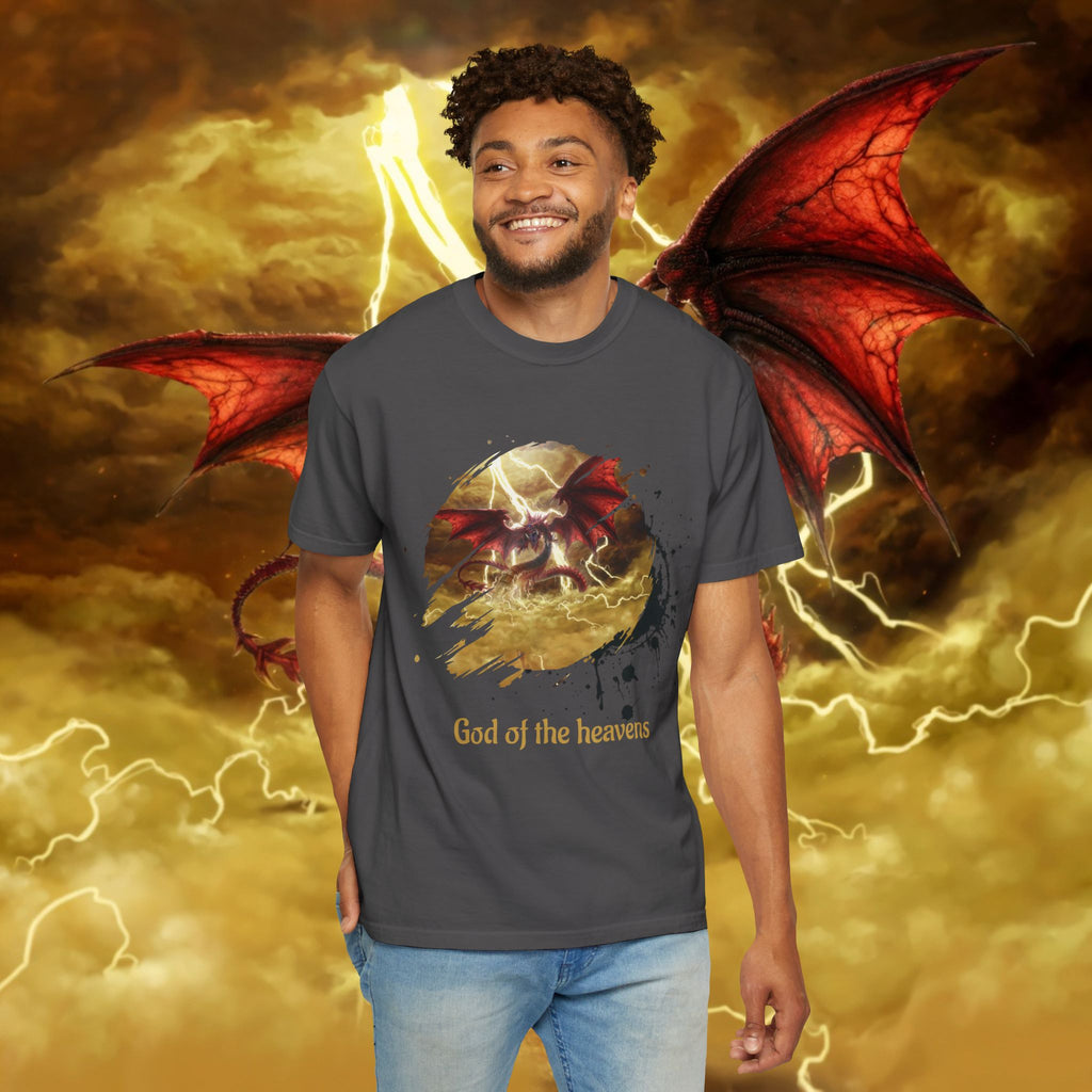 God of the Heavens T-Shirt — Mythic Storm Graphic Tee - slifer the sky dragon