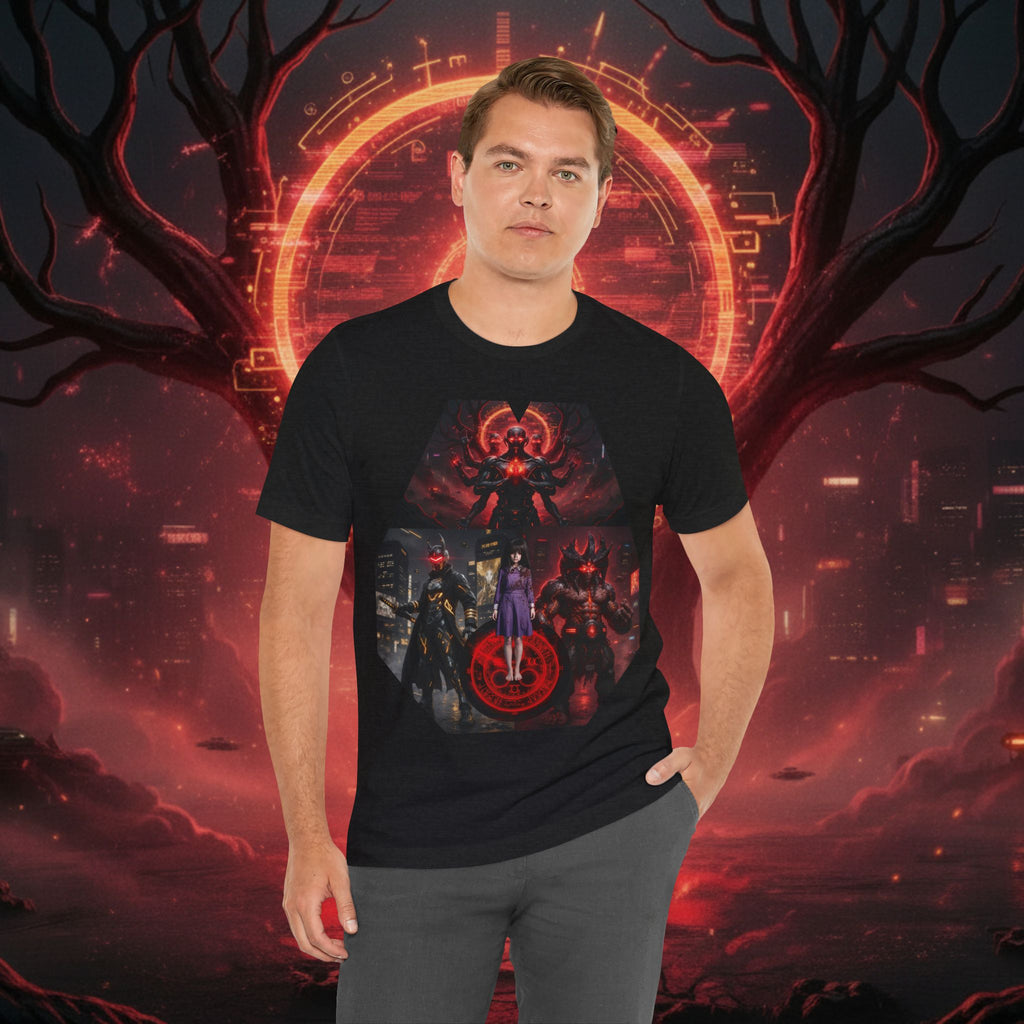 Superhero Squad Graphic Tee — Dark Red Mystic Design