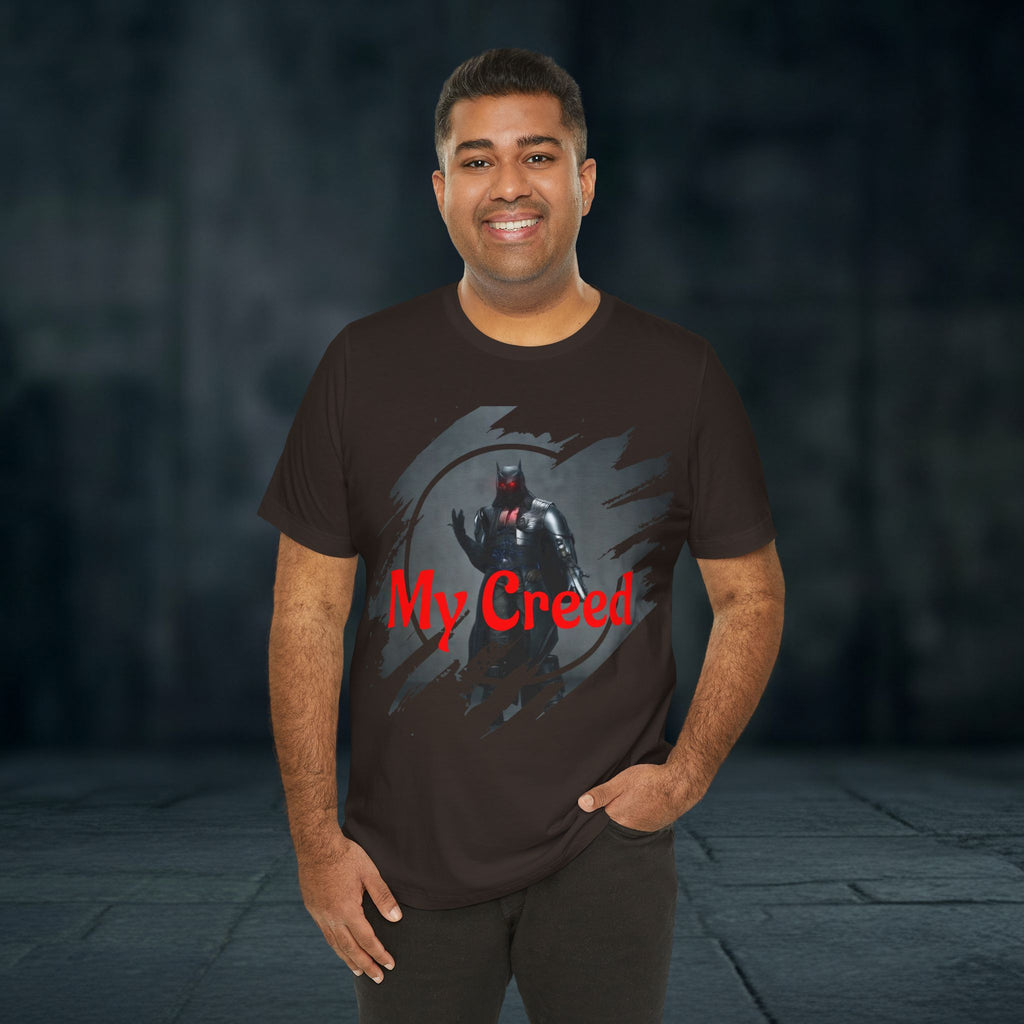 My Creed Graphic Tee — Dark Knight Sci‑Fi Illustration T‑Shirt