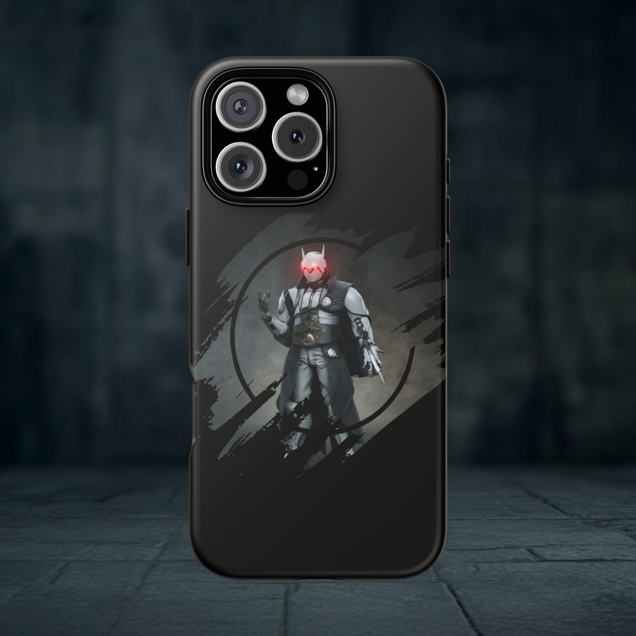 Galaxy Warrior Tough Phone Case — Dark Sci‑Fi Armor with Red Helm