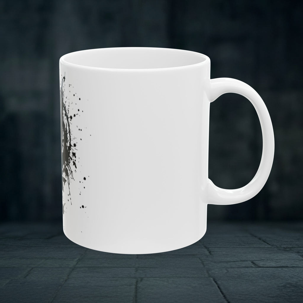 Splatter Sword Ceramic Mug — Gamer Fantasy Coffee Cup (11oz/15oz)