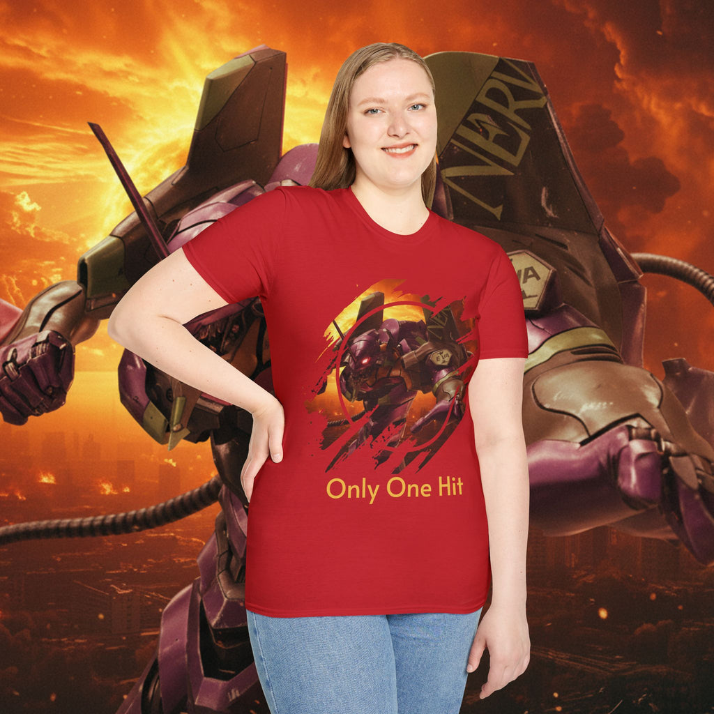 Only One Hit T-Shirt — Gamer Mech Battle Tee - EVA 1 - Neon Genesis Evangelion