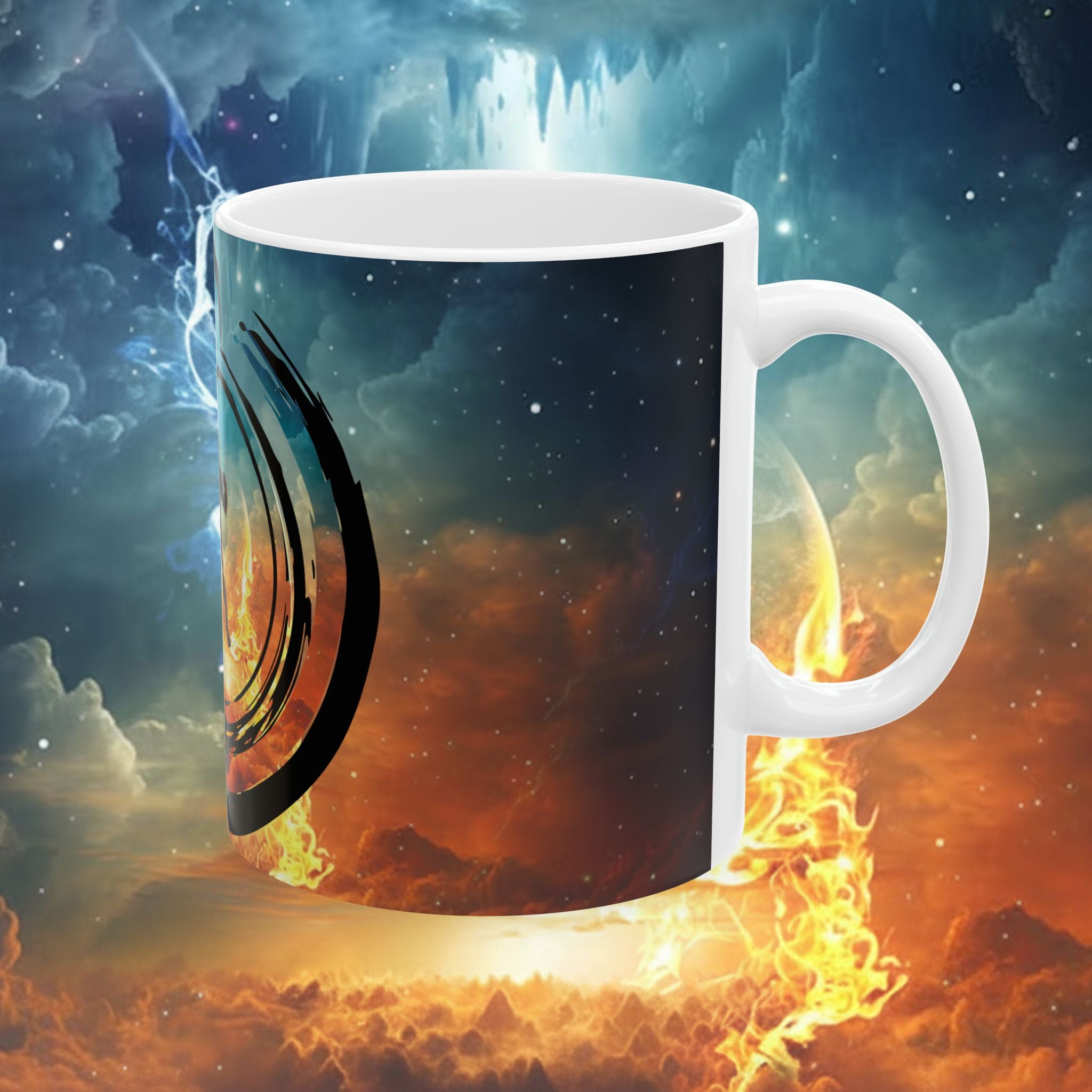 Space Warrior Ceramic Mug – Cosmic Battle Silhouette Coffee Cup (11oz, 15oz) - Ultron
