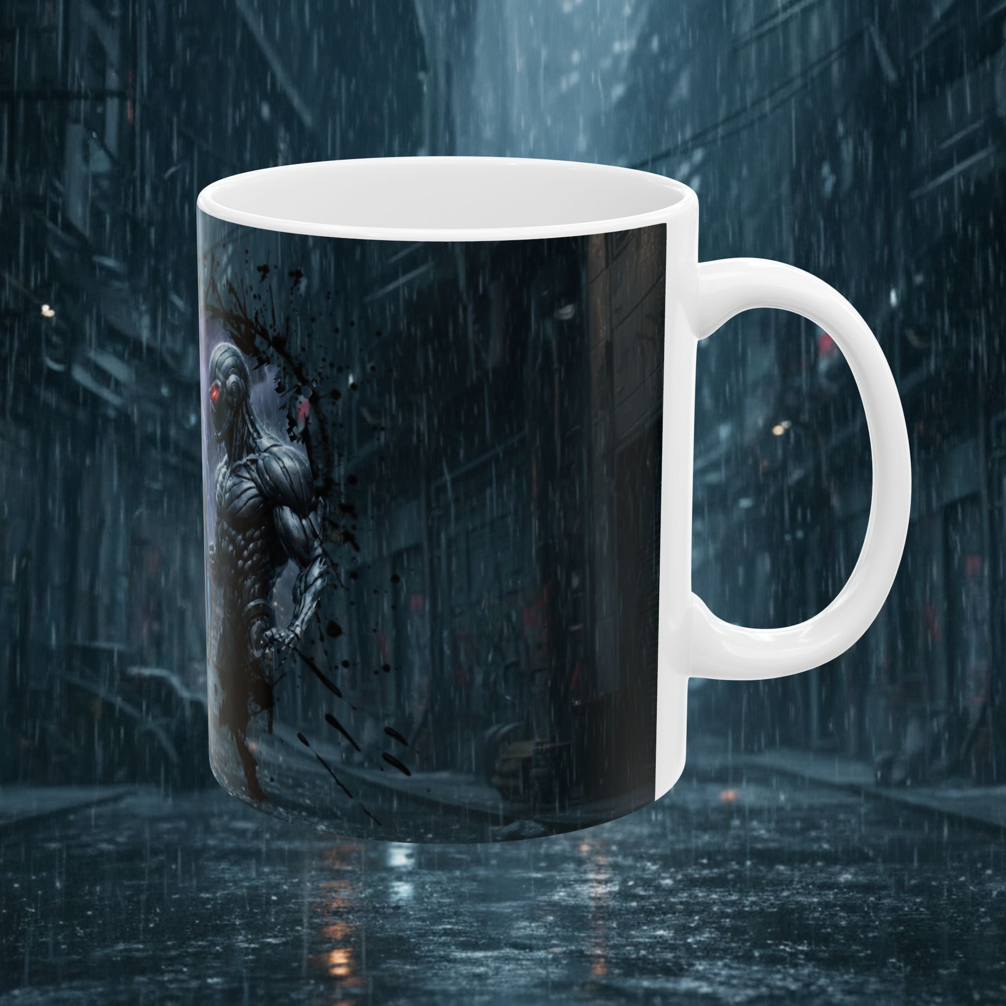 Cyberpunk Battle Ceramic Mug — Futuristic Warrior Design (11oz/15oz) - Battle Suits