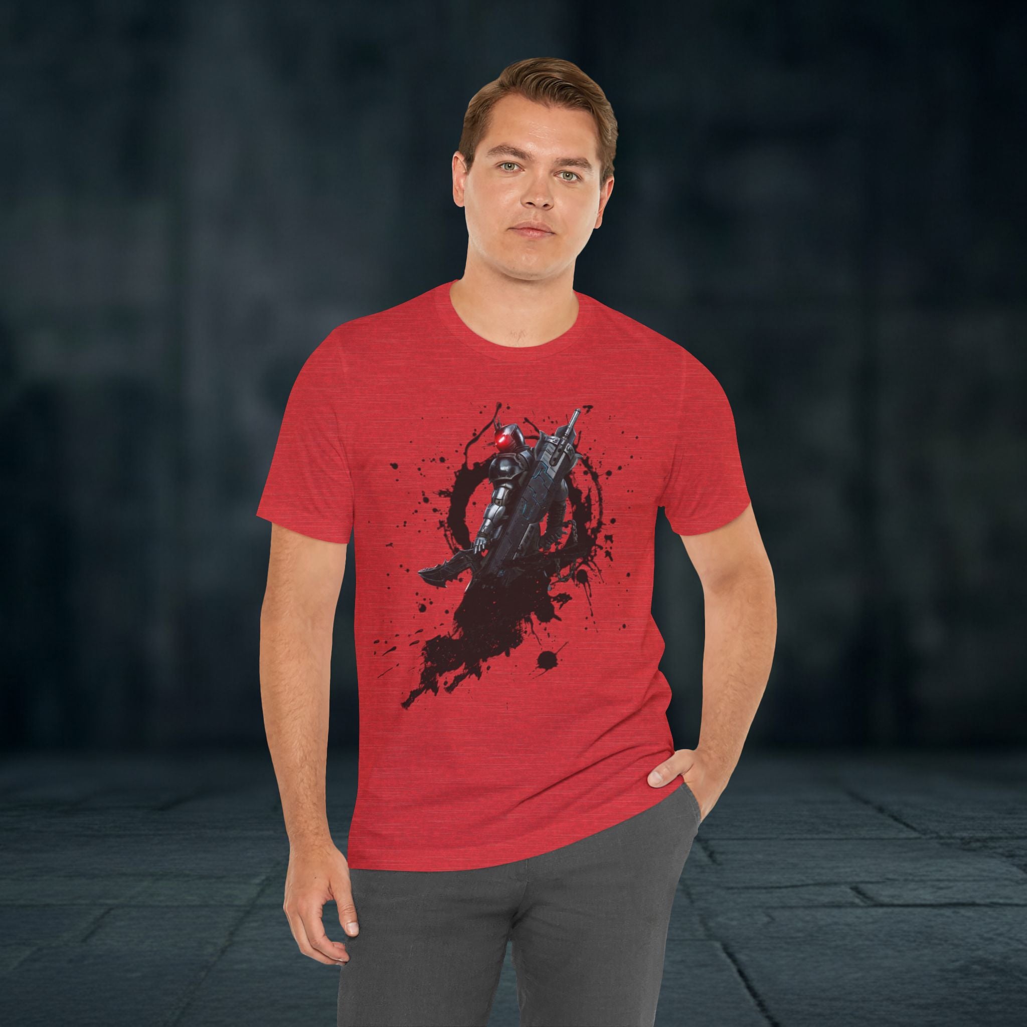 Splatter Noir Rifle Tee — Graphic Military Weapon Shirt