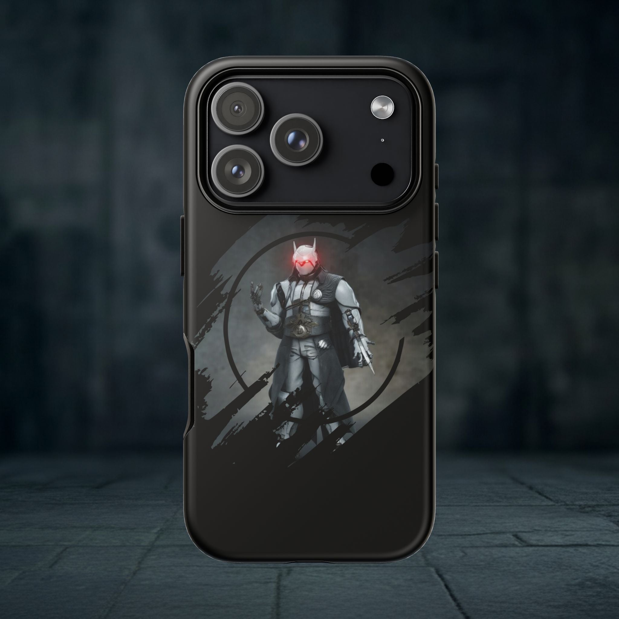Galaxy Warrior Tough Phone Case — Dark Sci‑Fi Armor with Red Helm