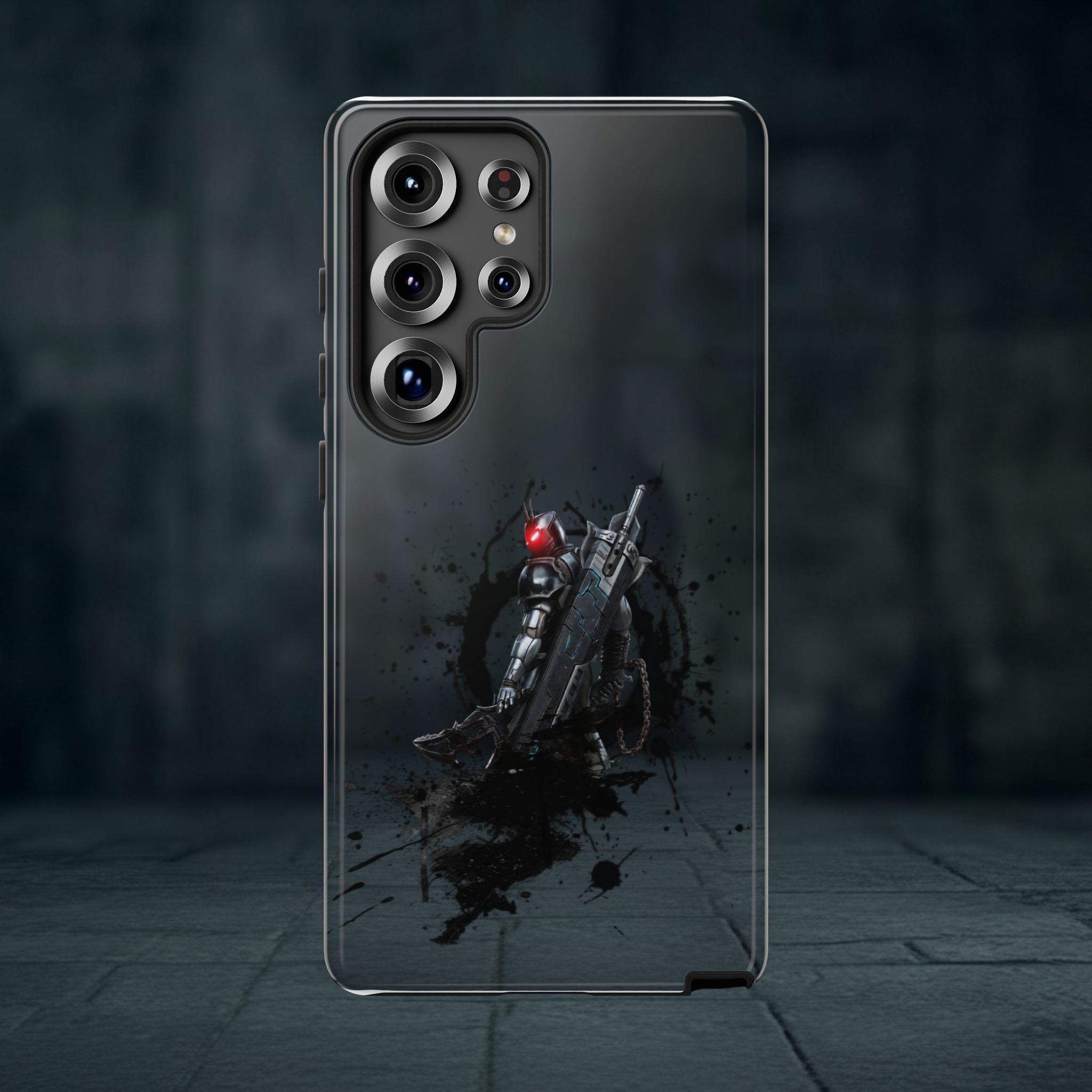 Tough Cases: Dark Cyber Soldier Phone Case — Rugged Sci‑Fi Armor Design