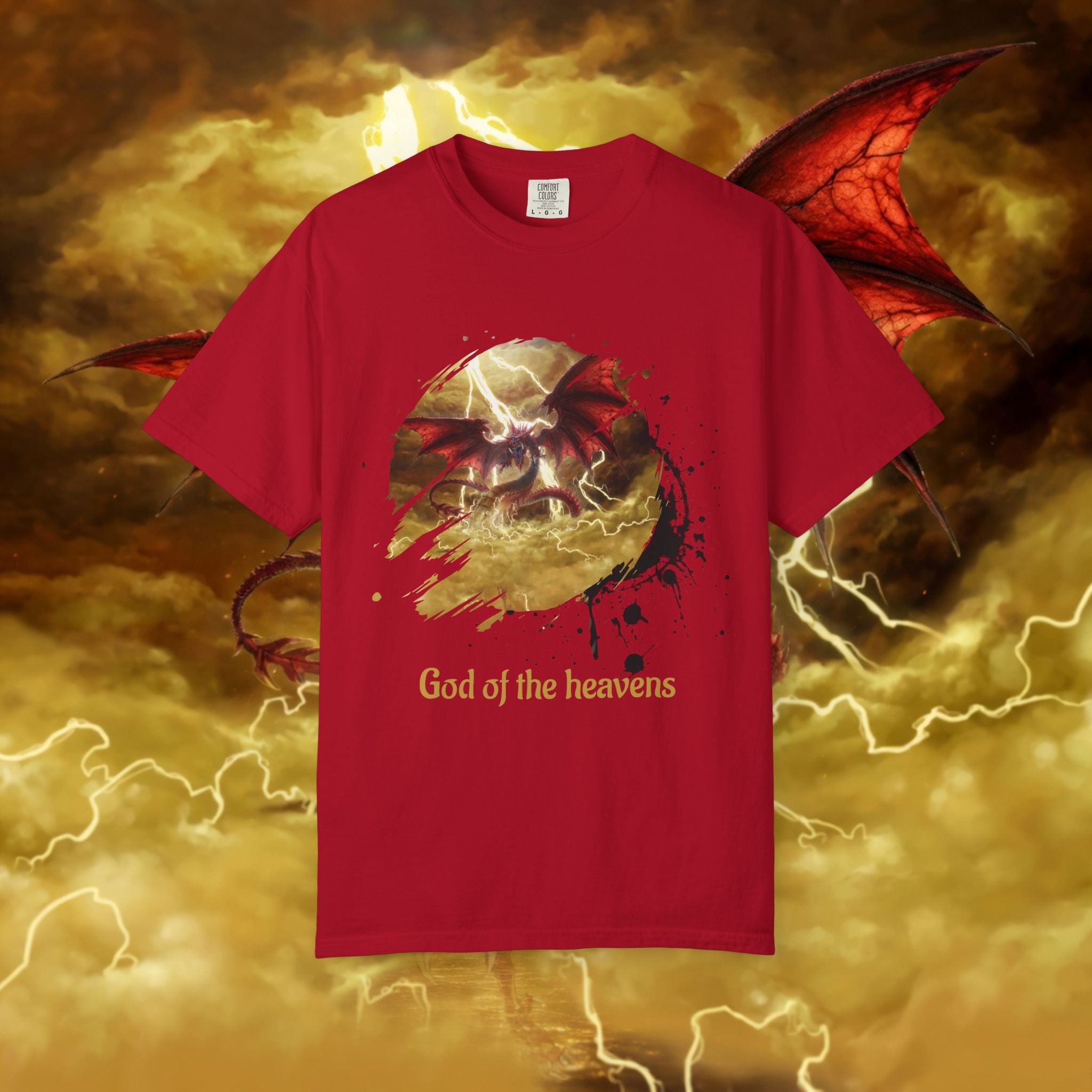 God of the Heavens T-Shirt — Mythic Storm Graphic Tee - slifer the sky dragon