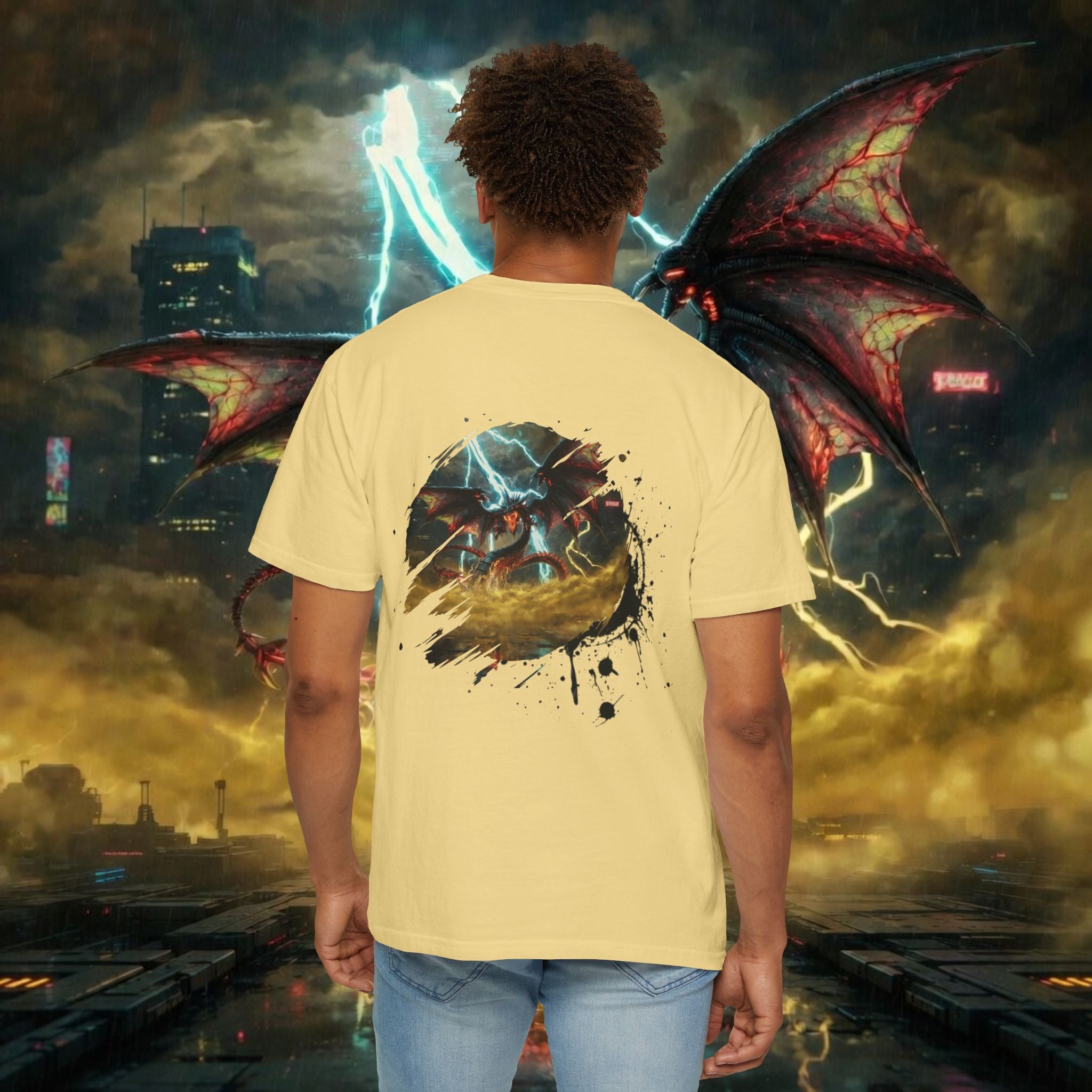 God of the Heavens T-Shirt — Mythic Storm Graphic Tee - slifer the sky dragon