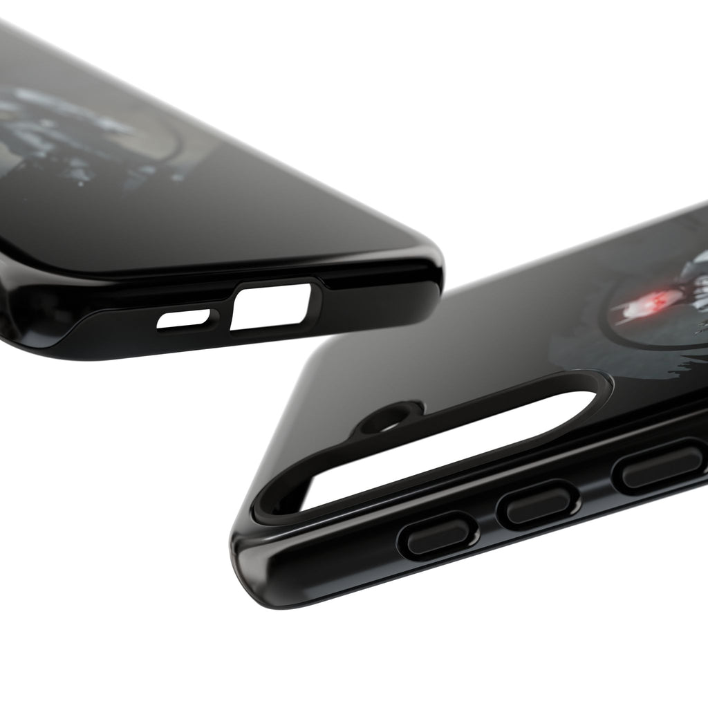 Galaxy Warrior Tough Phone Case — Dark Sci‑Fi Armor with Red Helm