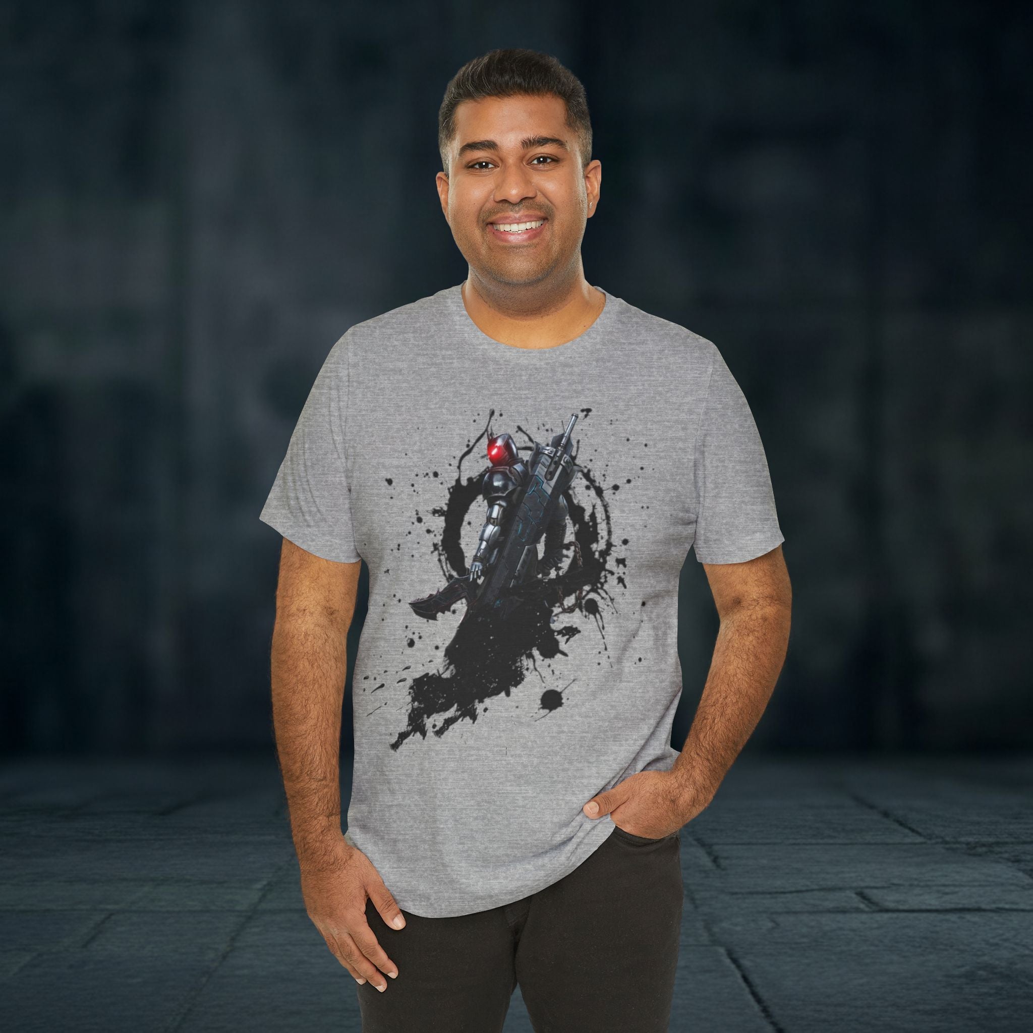 Splatter Noir Rifle Tee — Graphic Military Weapon Shirt