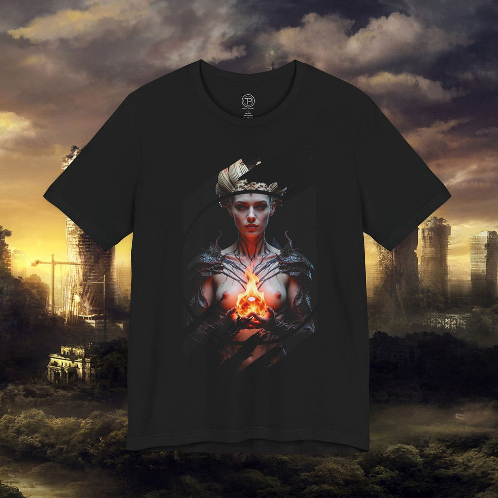 Dark Sorceress T‑Shirt — Fantasy Magic Witch Tee with Fiery Heart - Alexia Ashford