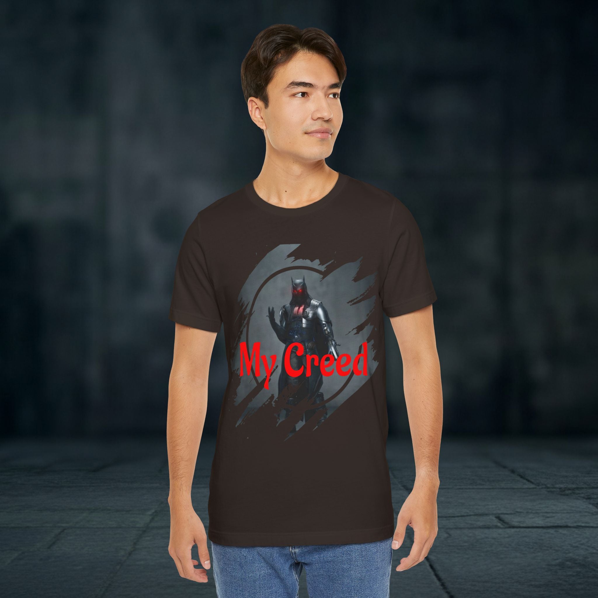 My Creed Graphic Tee — Dark Knight Sci‑Fi Illustration T‑Shirt
