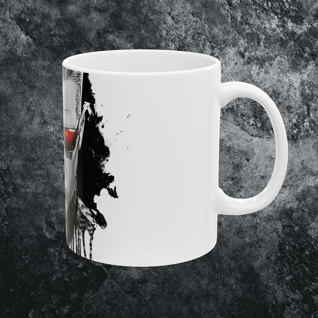 Split Face Cyborg vs Mutant Mug — Sci‑Fi Half‑Human Red Eye Ceramic Coffee Cup (11oz/15oz) JIGSAW Y WESKER - JIGWES