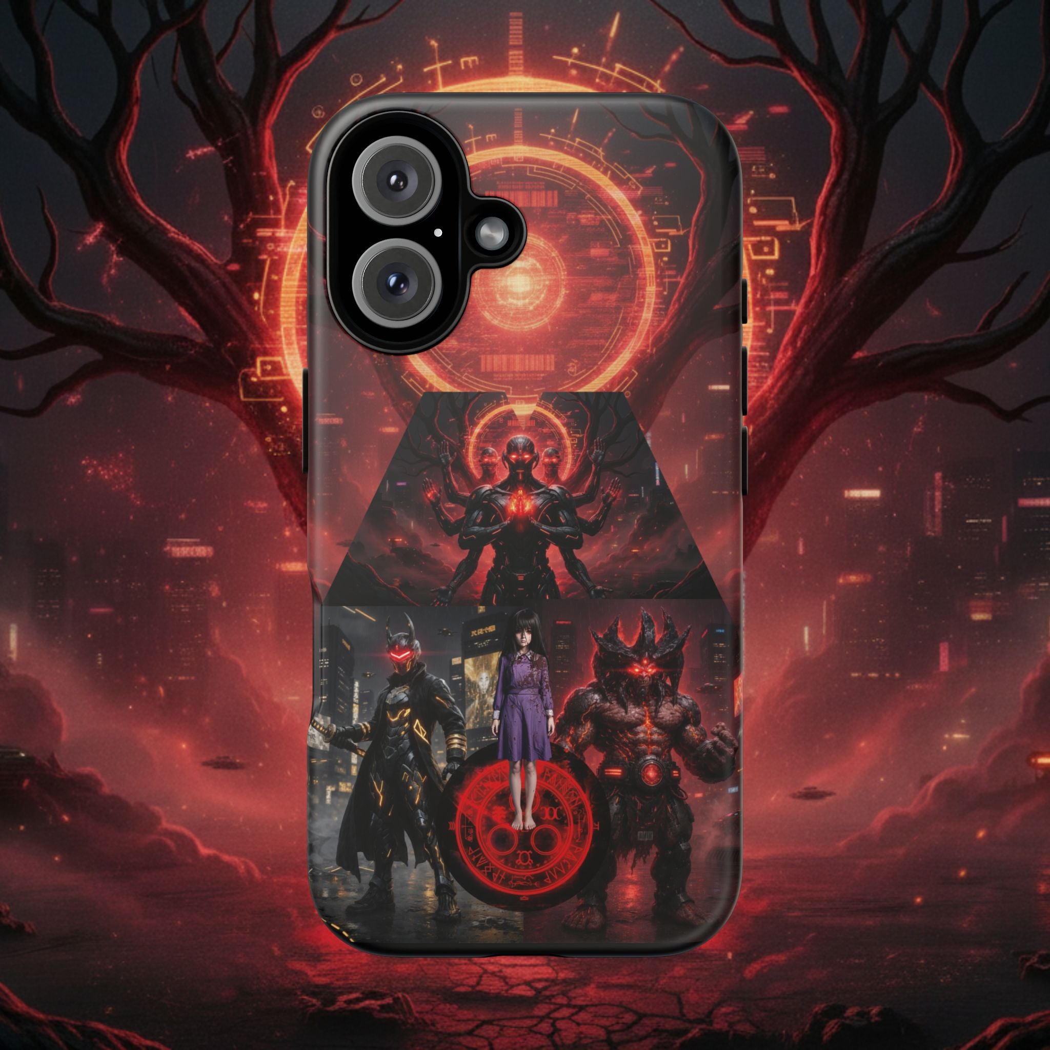 Demonic Guardians Phone Case — Red Occult Sigil Urban Fantasy iPhone Cover