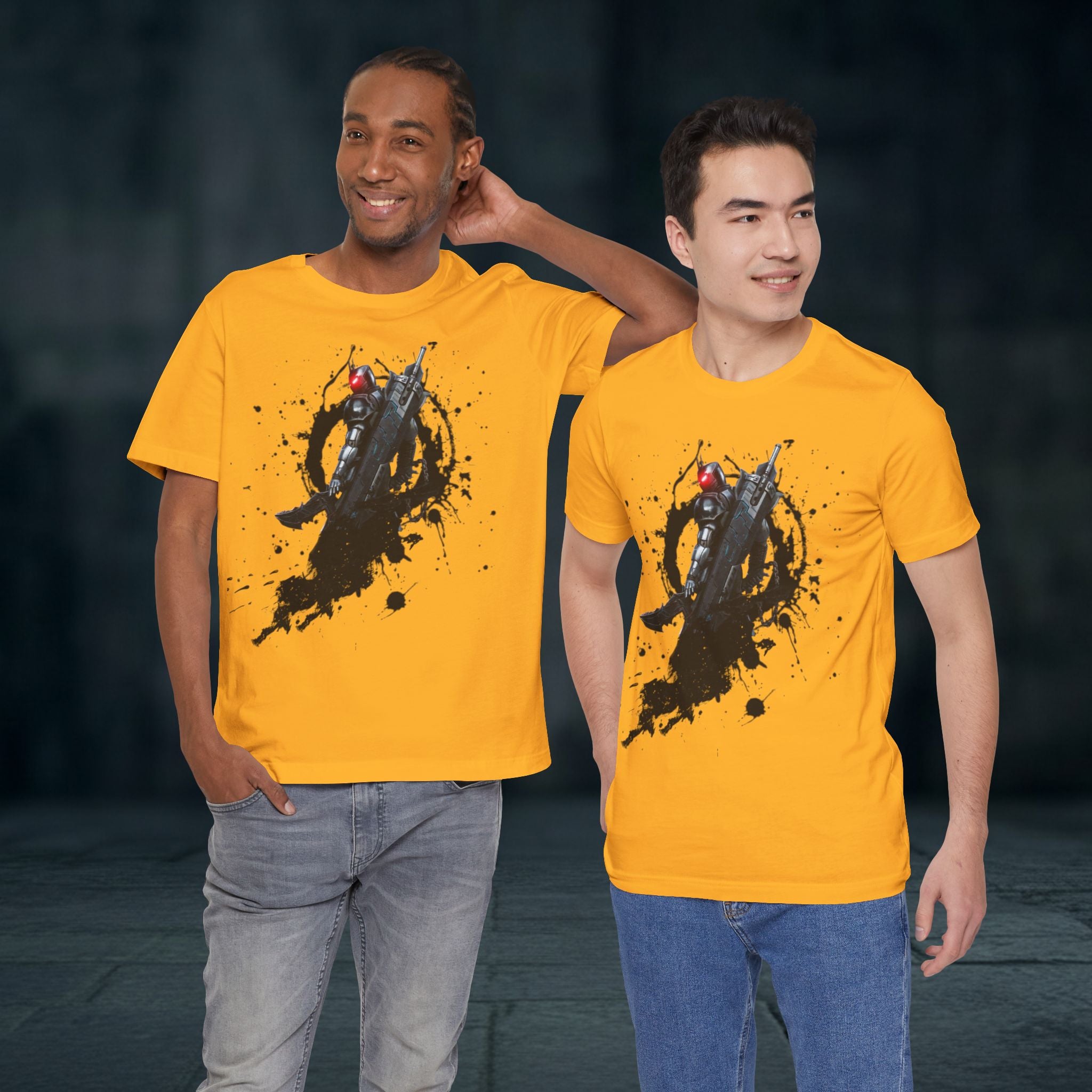 Splatter Noir Rifle Tee — Graphic Military Weapon Shirt