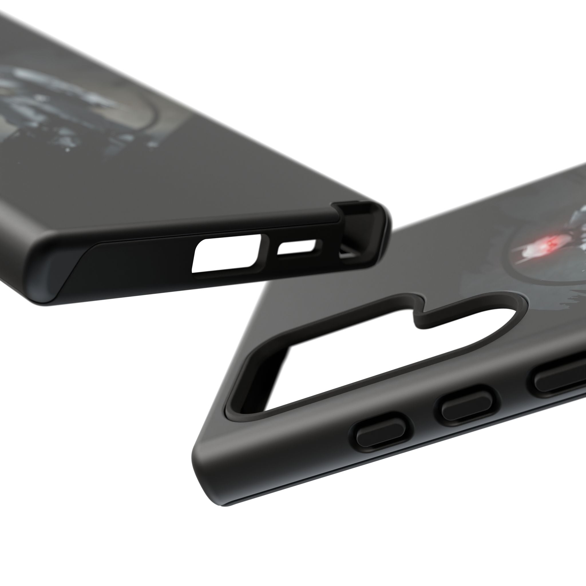 Galaxy Warrior Tough Phone Case — Dark Sci‑Fi Armor with Red Helm