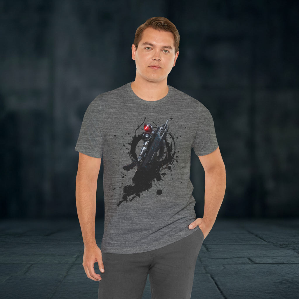 Splatter Noir Rifle Tee — Graphic Military Weapon Shirt