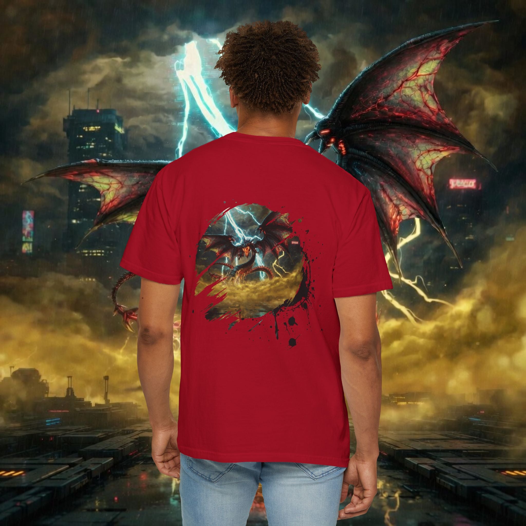God of the Heavens T-Shirt — Mythic Storm Graphic Tee - slifer the sky dragon