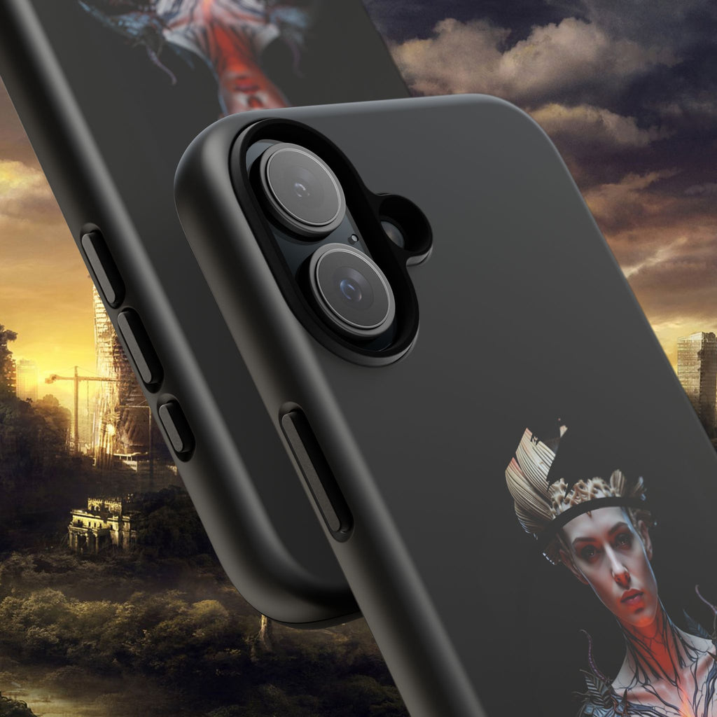 Fantasy Sorceress Phone Case — Dark Magic Mage with Fiery Orb Tough Case - Alexia Ashford