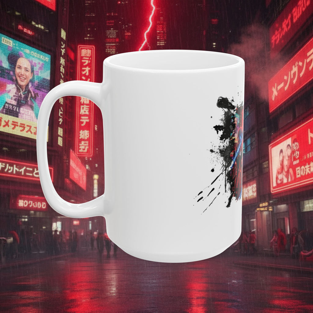 Cyberpunk Heroes Ceramic Mug — Futuristic Neon Sci‑Fi Character Art (11oz/15oz) - Battle Suits
