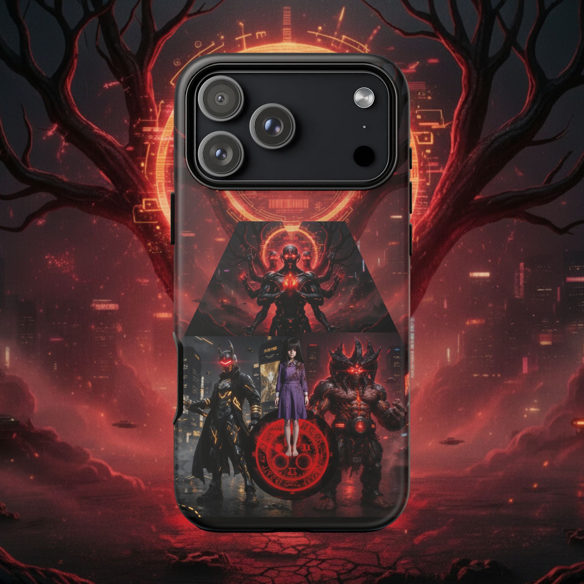 Demonic Guardians Phone Case — Red Occult Sigil Urban Fantasy iPhone Cover