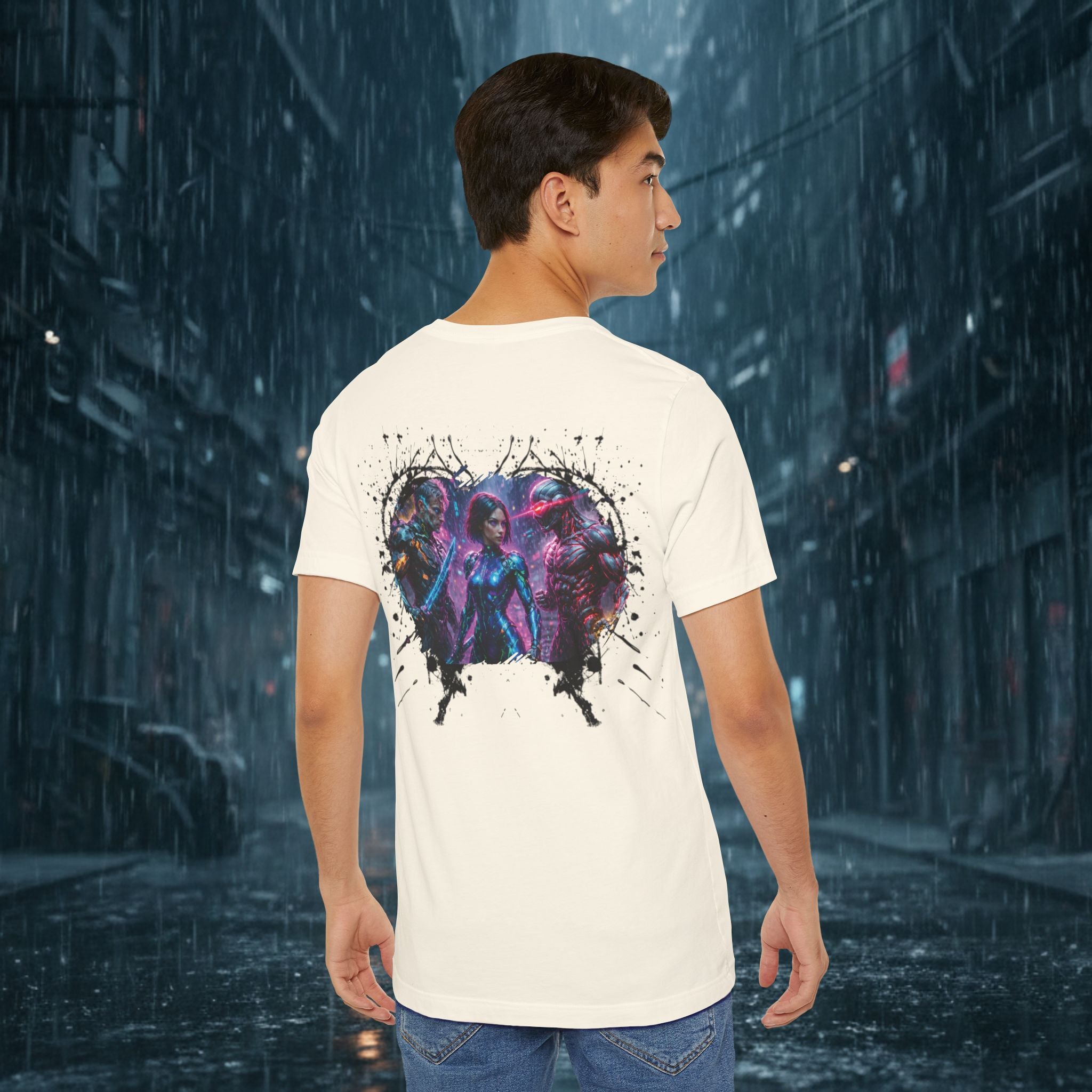 T-Shirt — "Big Family Reunion" Sci‑Fi Character Heart Graphic Tee - Battle Suits